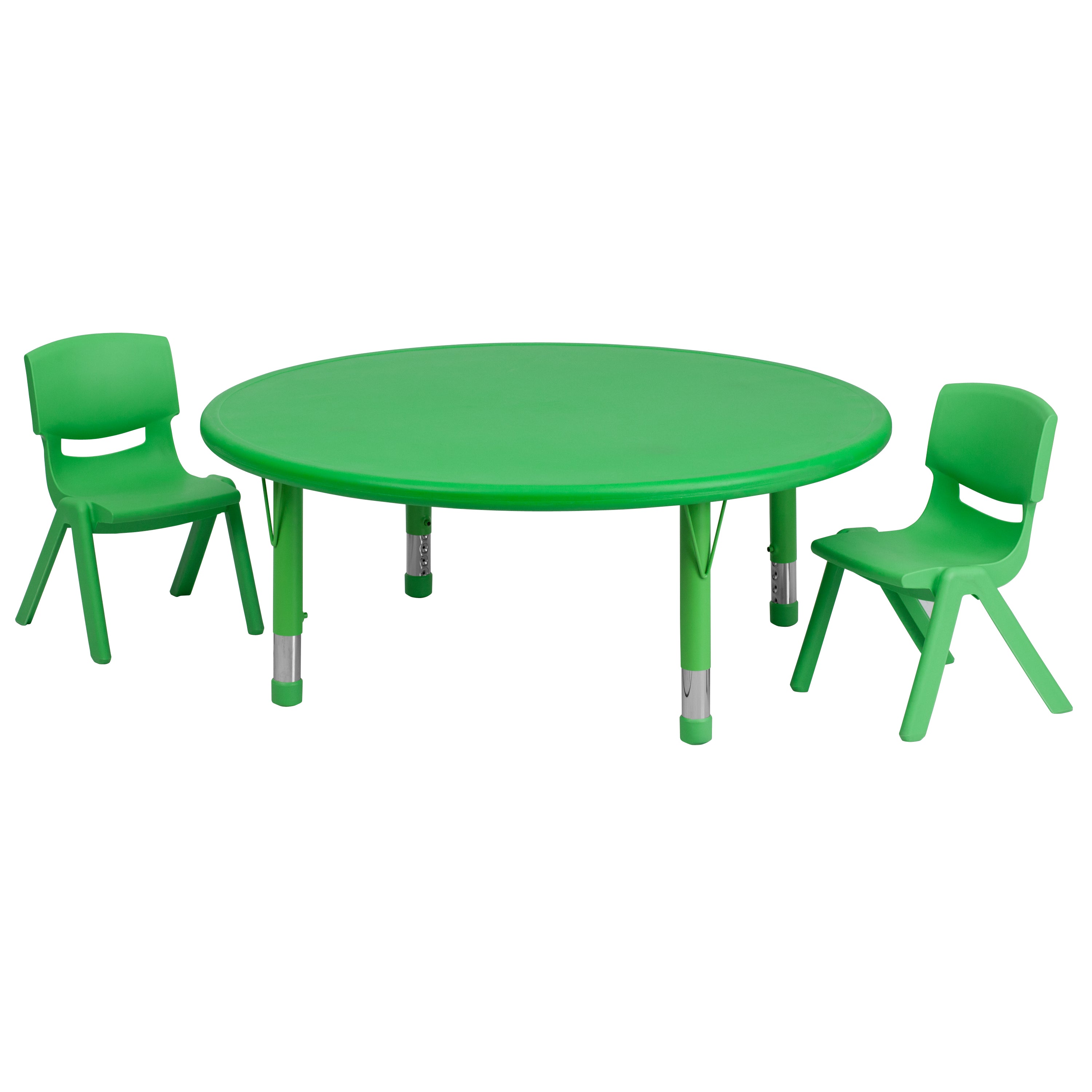 45" Round Plastic Height Adjustable Activity Table Set with 2 Chairs-Round Activity Table Set-Flash Furniture-Wall2Wall Furnishings