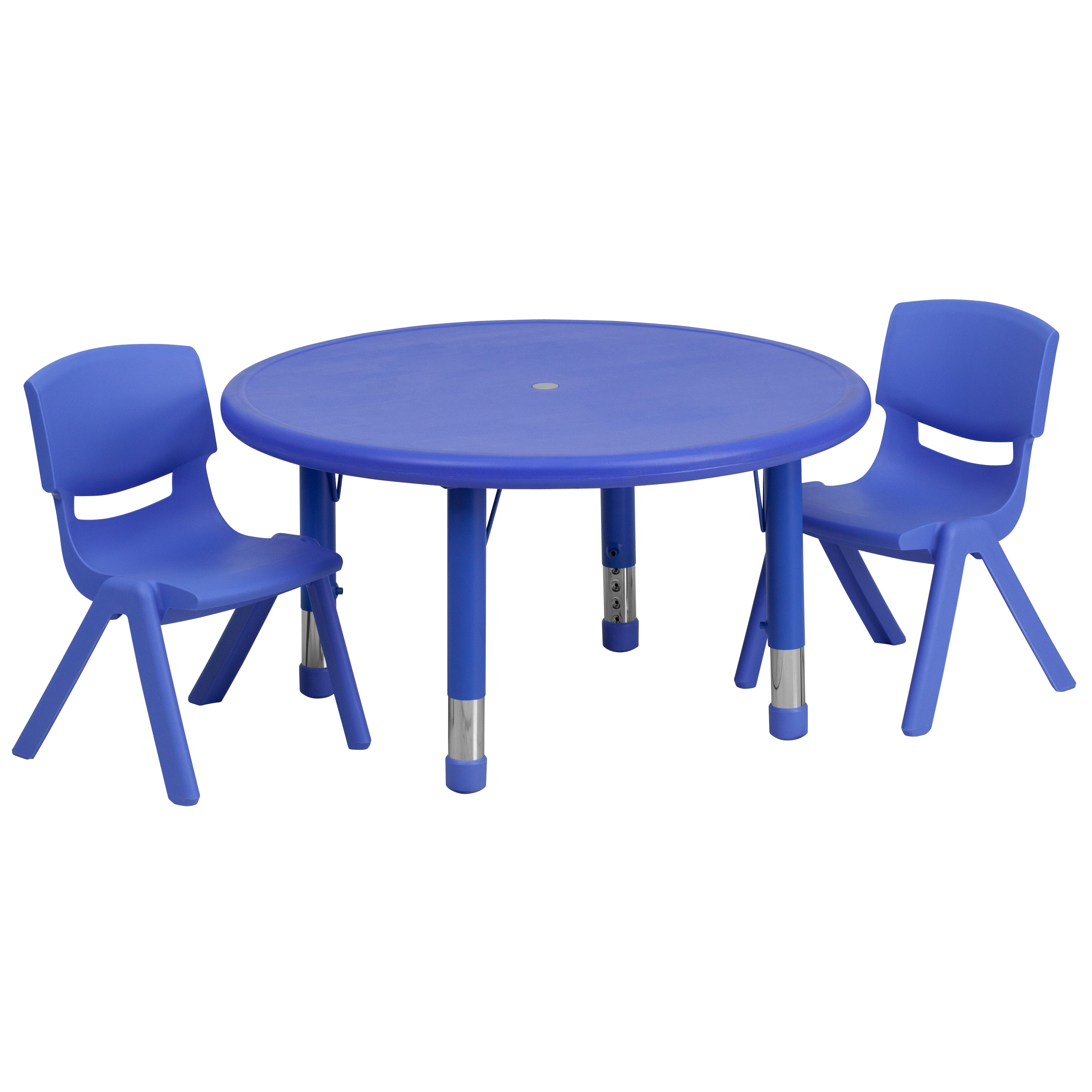 33" Round Plastic Height Adjustable Activity Table Set with 2 Chairs-Round Activity Table Set-Flash Furniture-Wall2Wall Furnishings