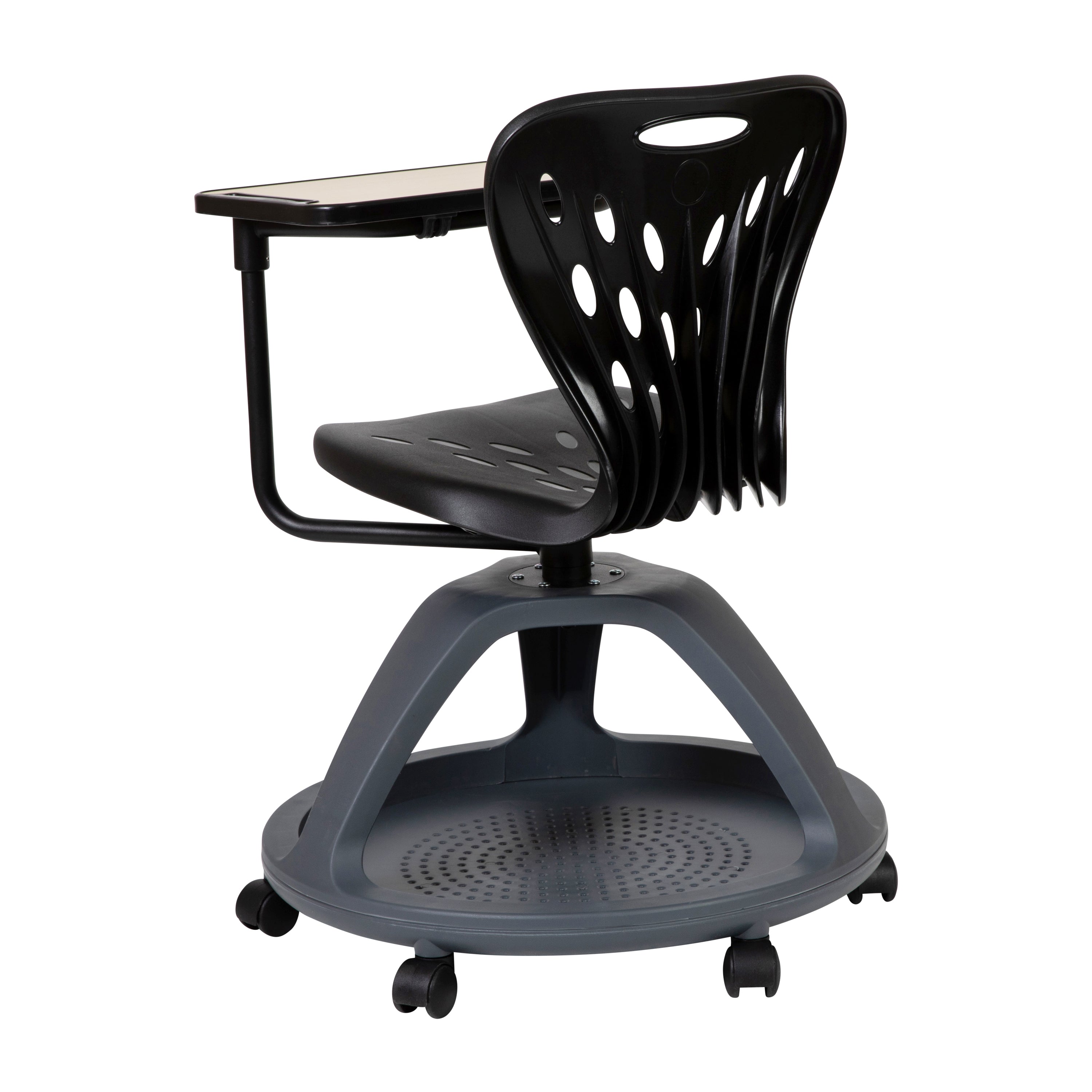 Mobile Desk Chair with 360 Degree Tablet Rotation and Under Seat Storage Cubby