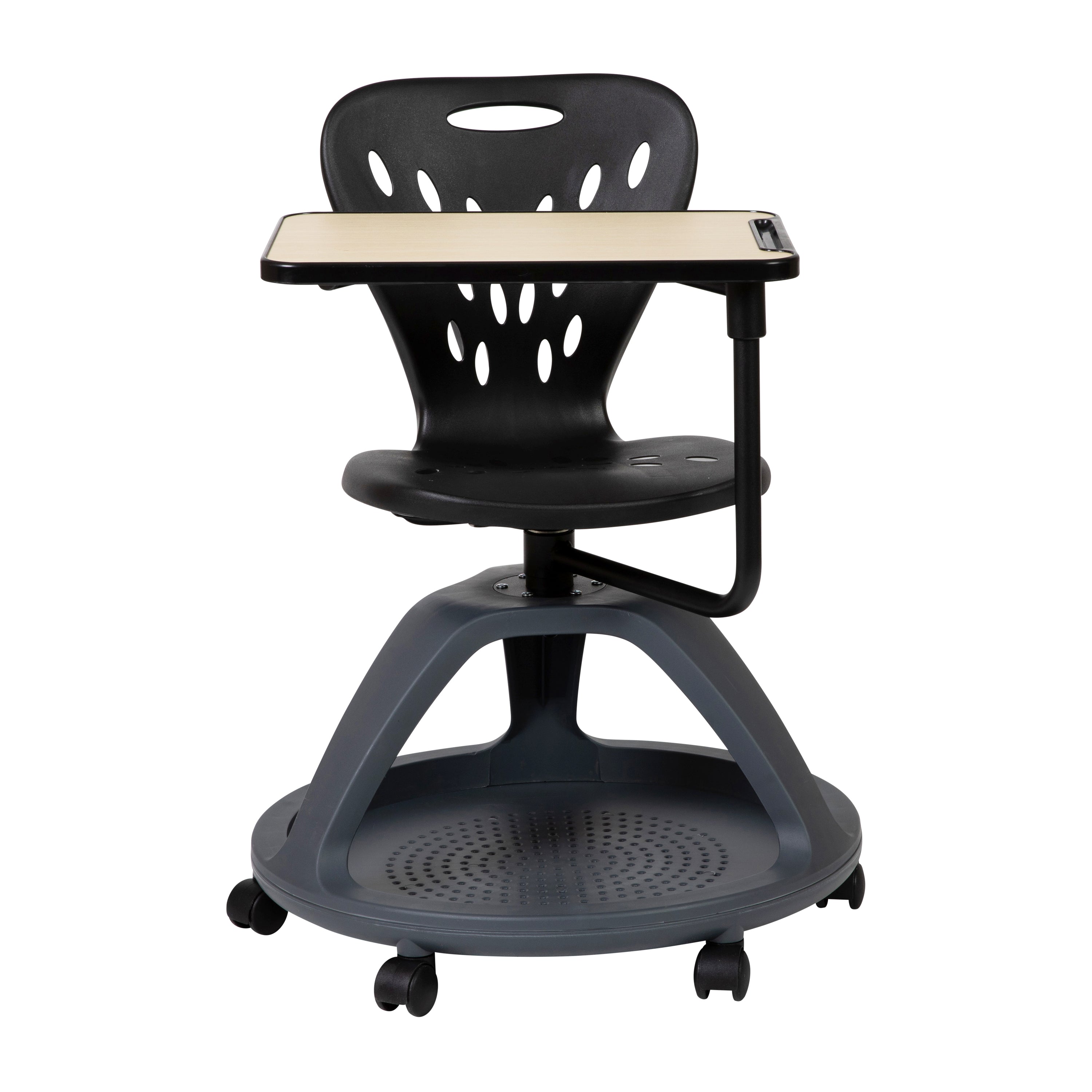 Mobile Desk Chair with 360 Degree Tablet Rotation and Under Seat Storage Cubby