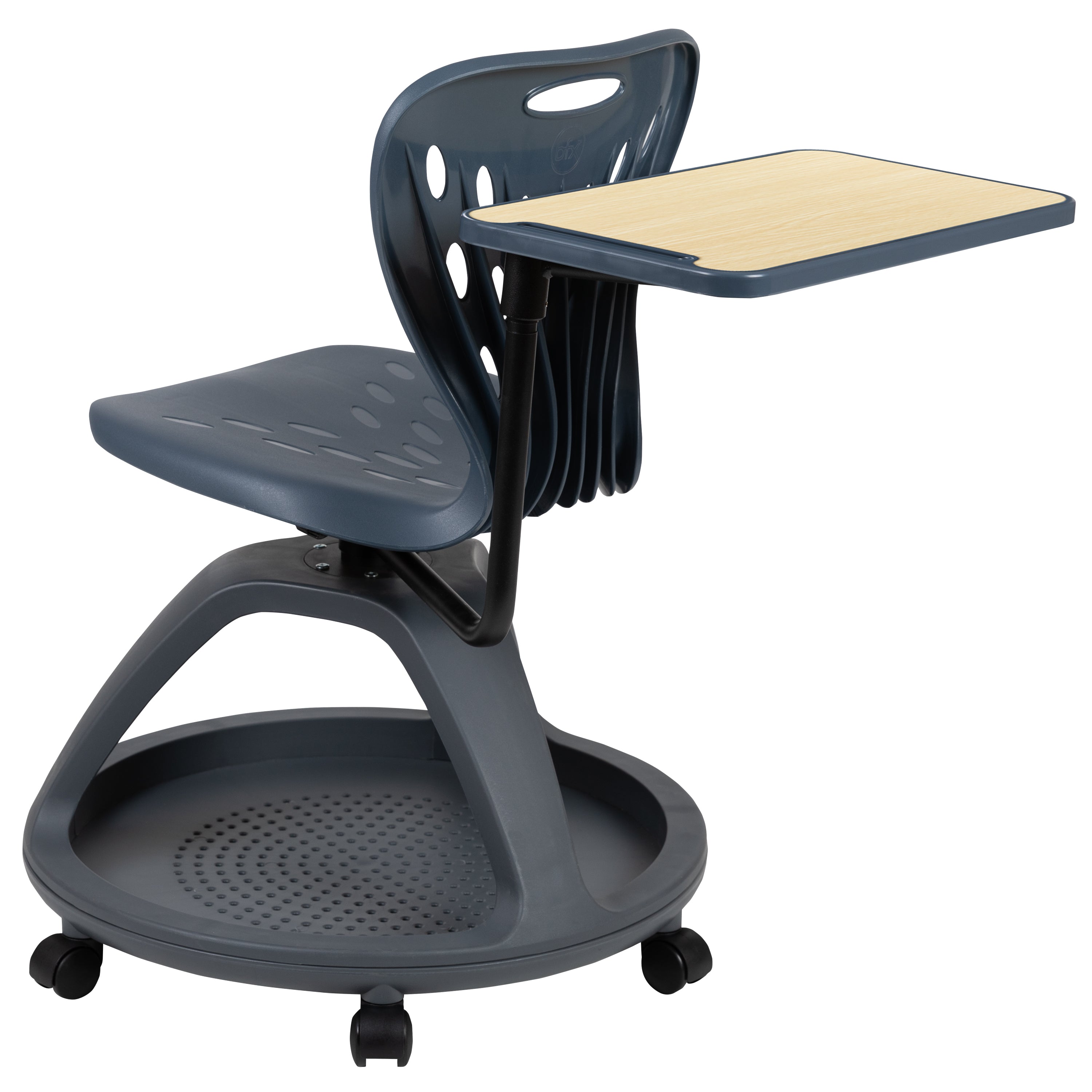 Mobile Desk Chair with 360 Degree Tablet Rotation and Under Seat Storage Cubby