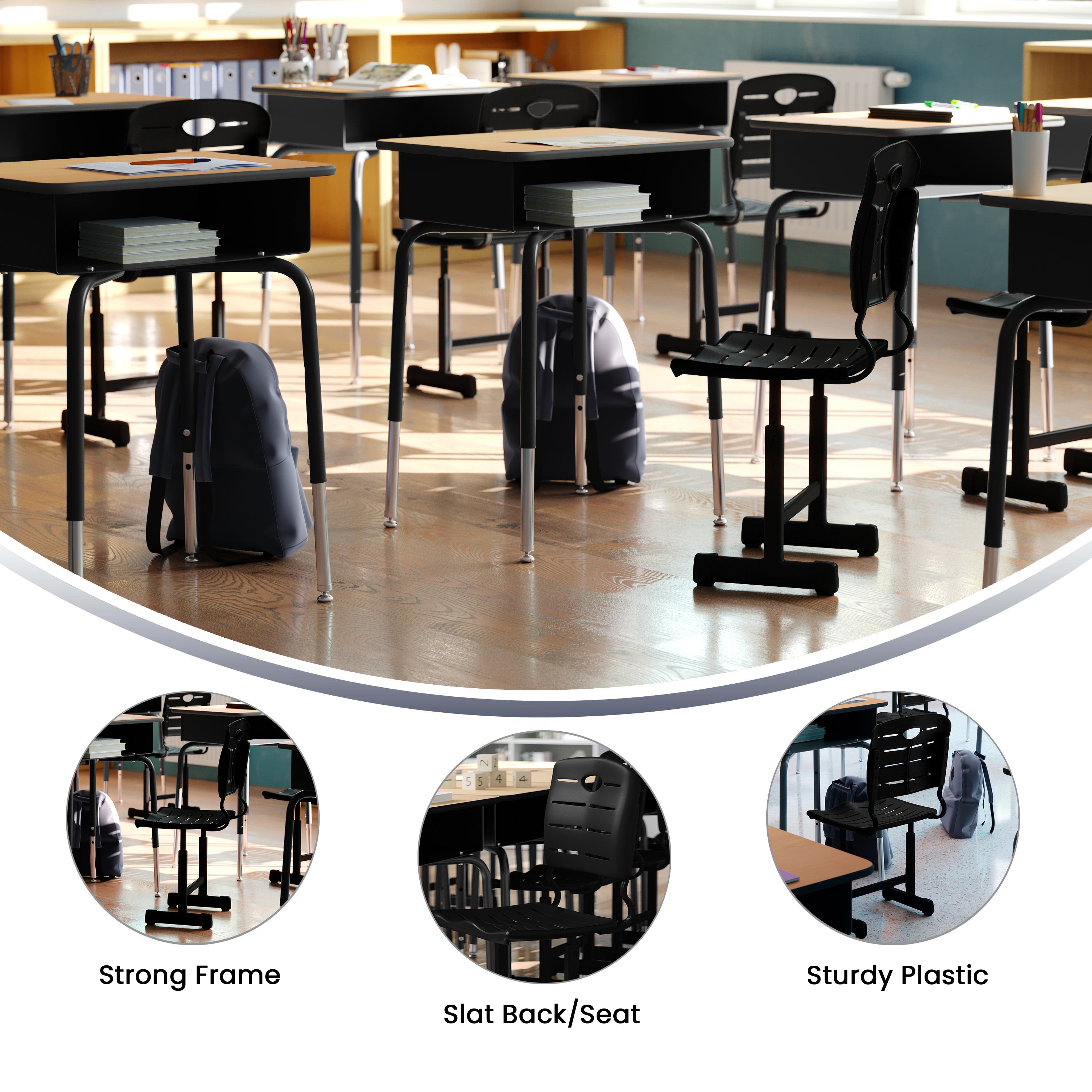 Adjustable Height Student Chair with Pedestal Frame
