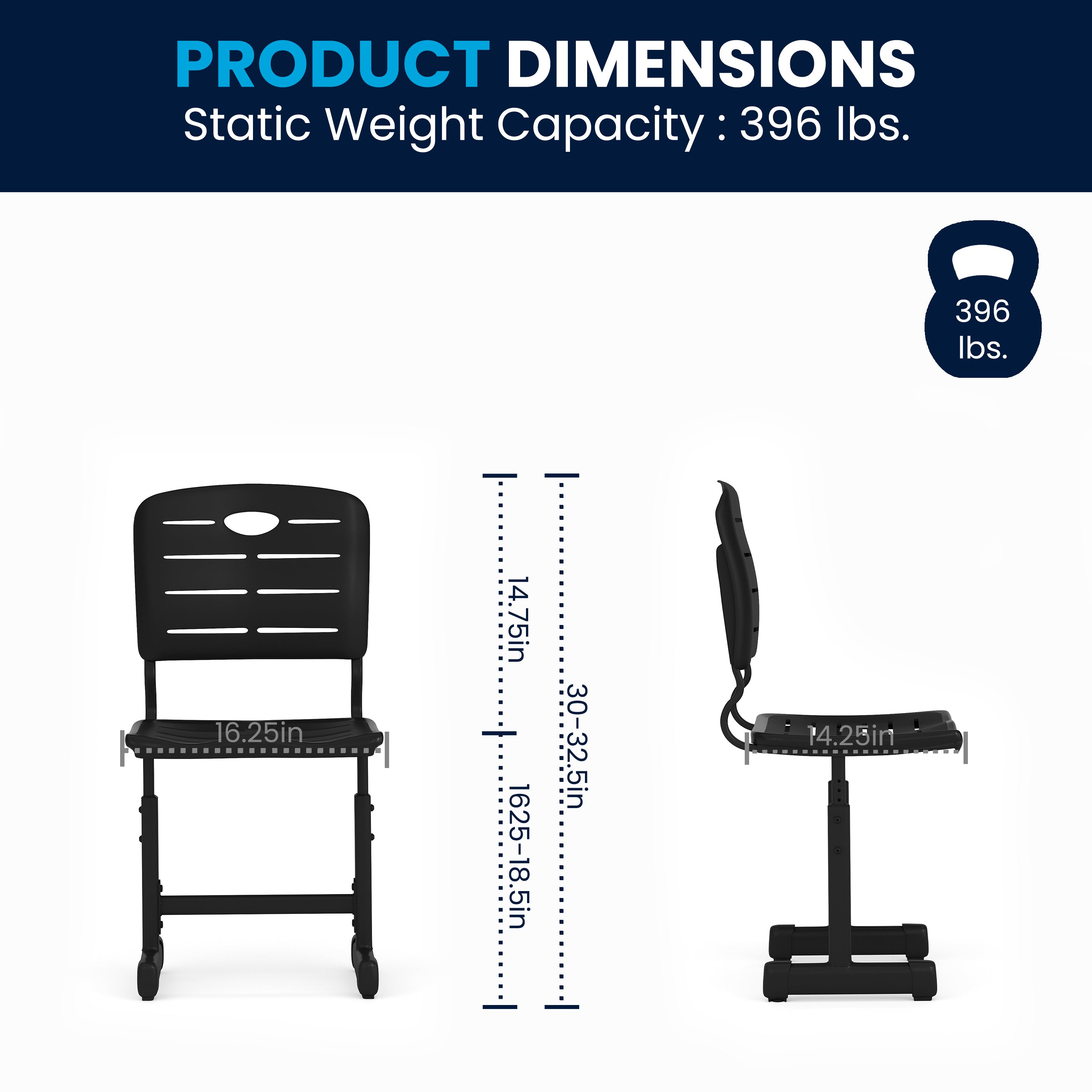 Adjustable Height Student Chair with Pedestal Frame