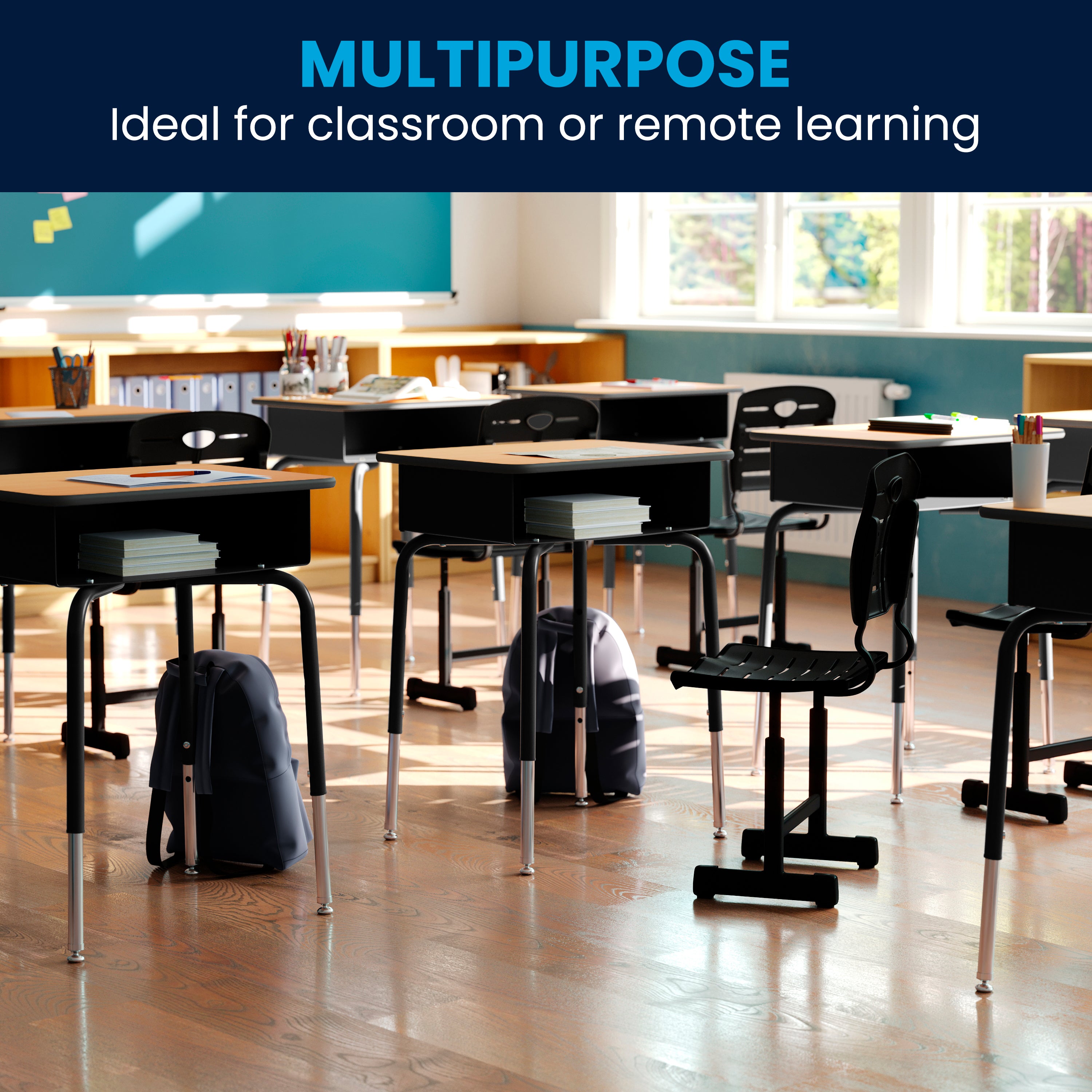 Adjustable Height Student Chair with Pedestal Frame