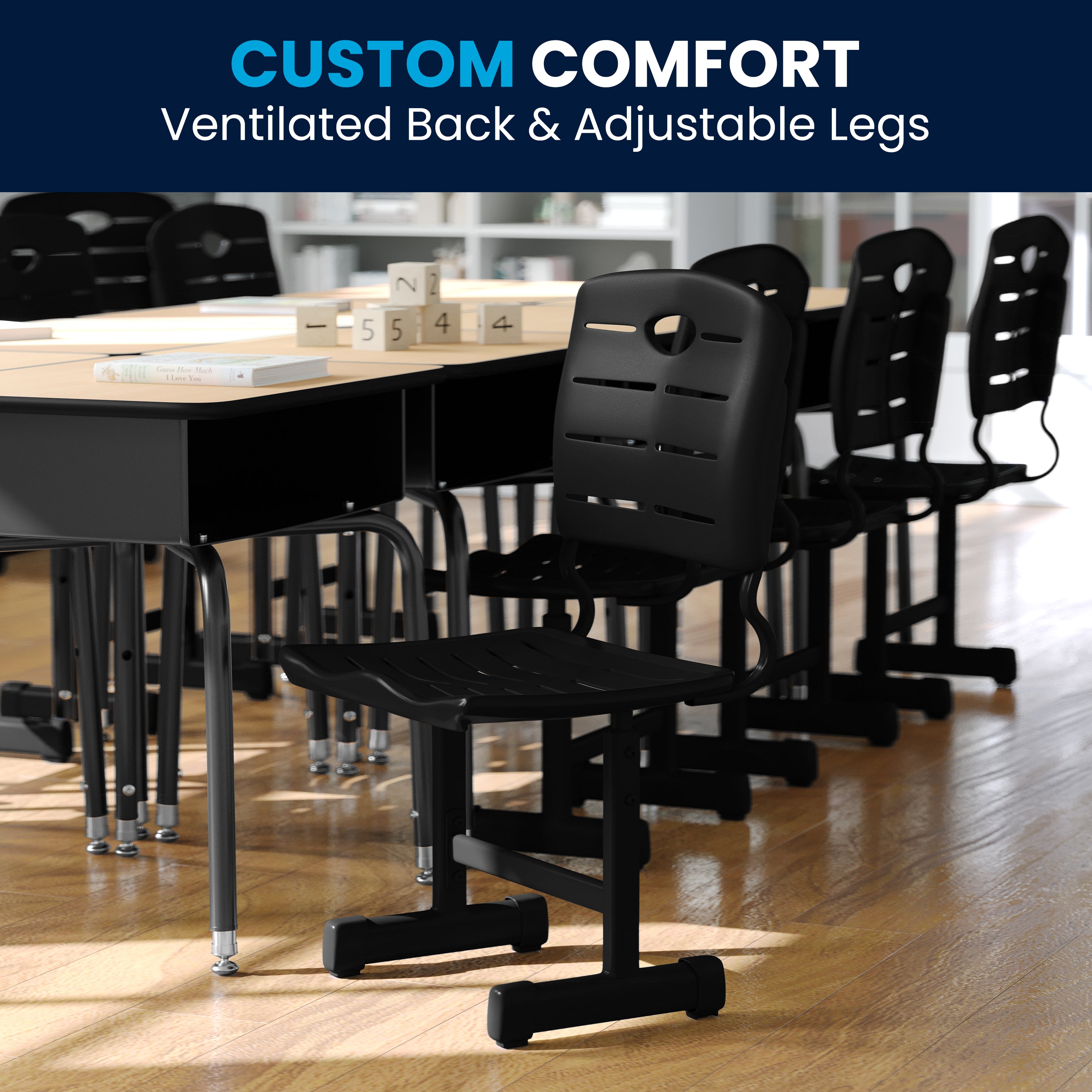 Adjustable Height Student Chair with Pedestal Frame