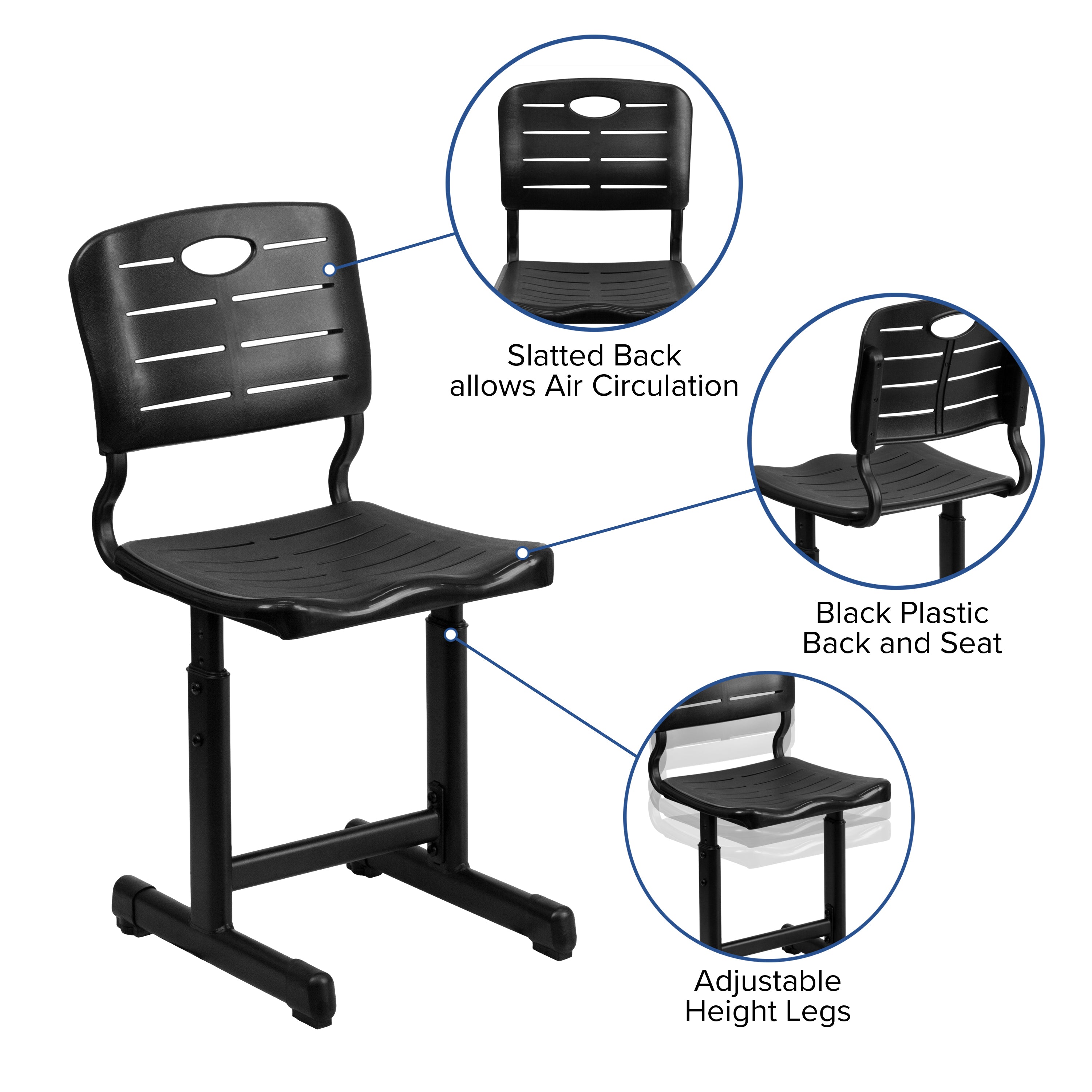 Adjustable Height Student Chair with Pedestal Frame-Student Desk Chair-Flash Furniture-Wall2Wall Furnishings