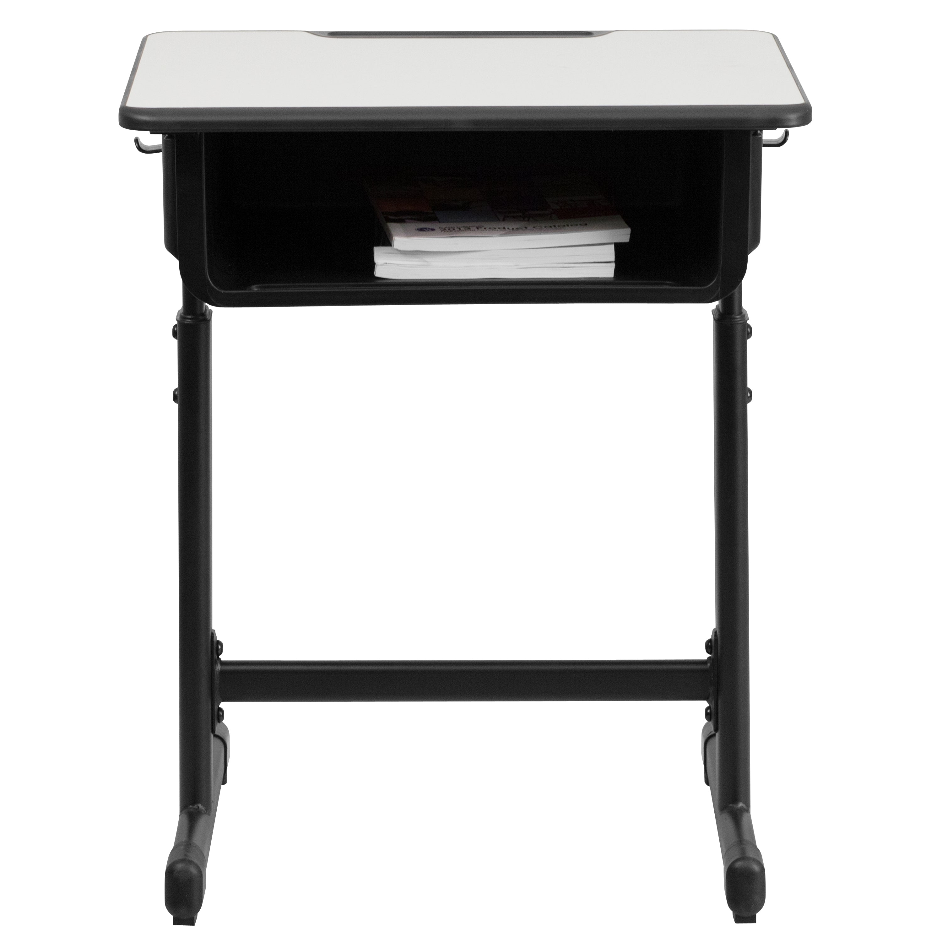 Student Desk with Top and Adjustable Height Pedestal Frame-Open Front Student Desks-Flash Furniture-Wall2Wall Furnishings