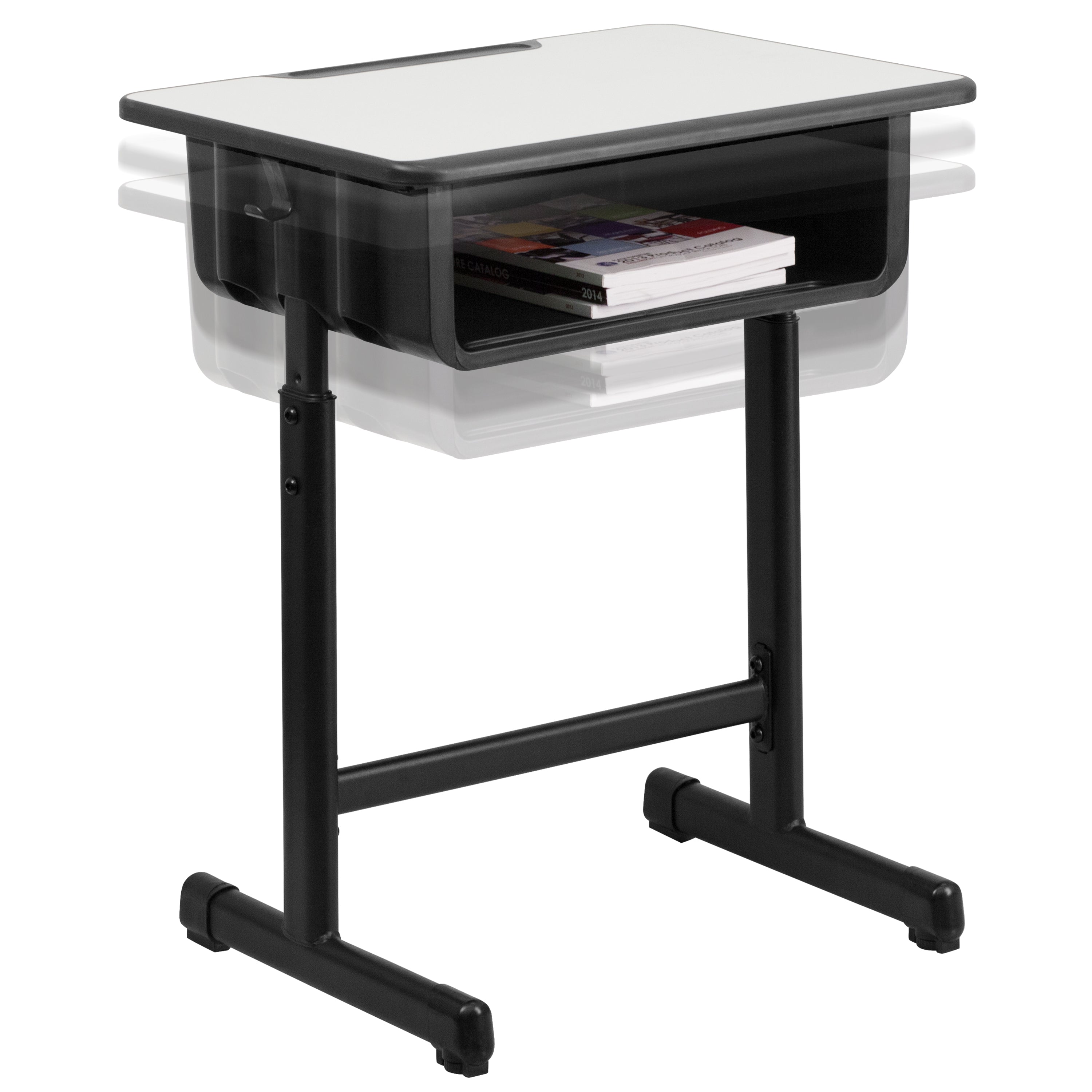Student Desk with Top and Adjustable Height Pedestal Frame-Open Front Student Desks-Flash Furniture-Wall2Wall Furnishings