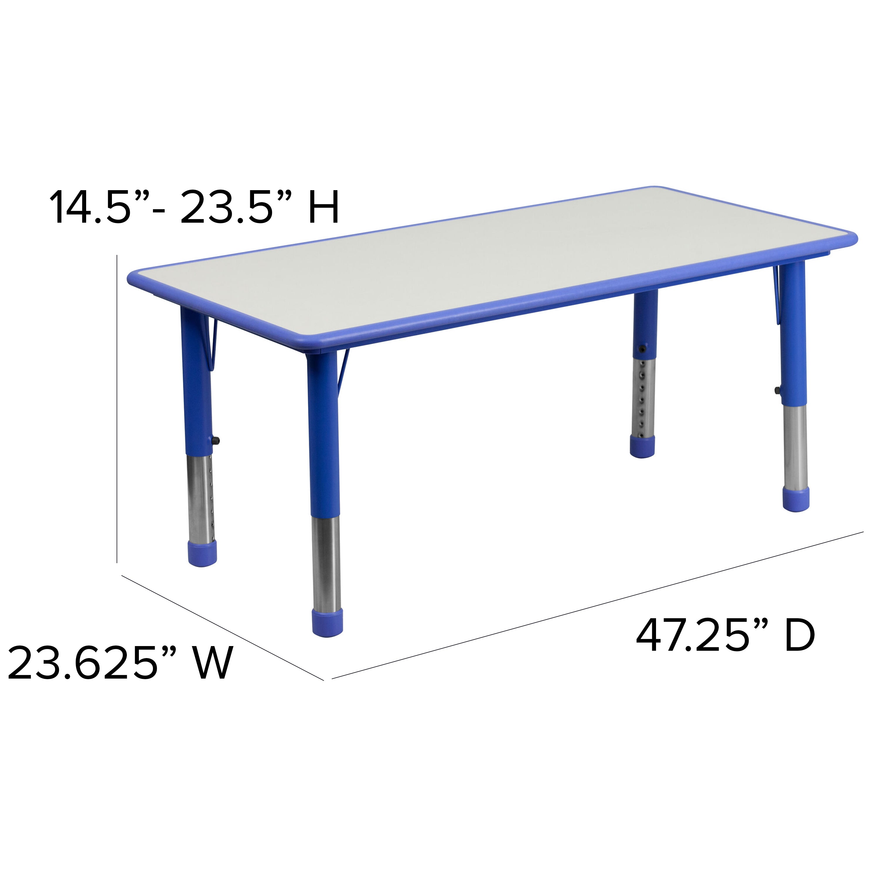 23.625"W x 47.25"L Rectangular Plastic Height Adjustable Activity Table-Rectangular Colorful Activity Table-Flash Furniture-Wall2Wall Furnishings