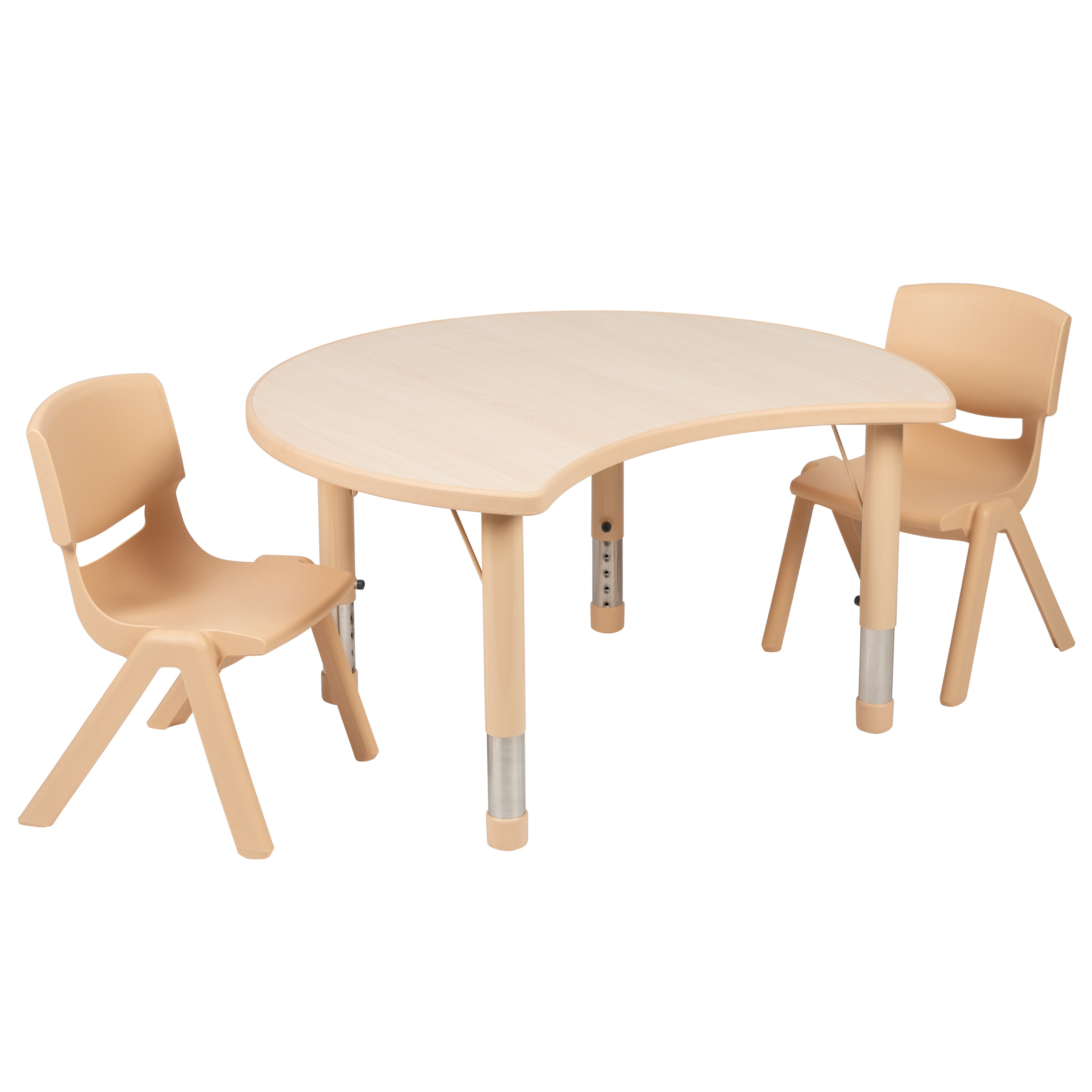 25.125"W x 35.5"L Crescent Plastic Height Adjustable Activity Table Set with 2 Chairs-Crescent Activity Table Set-Flash Furniture-Wall2Wall Furnishings