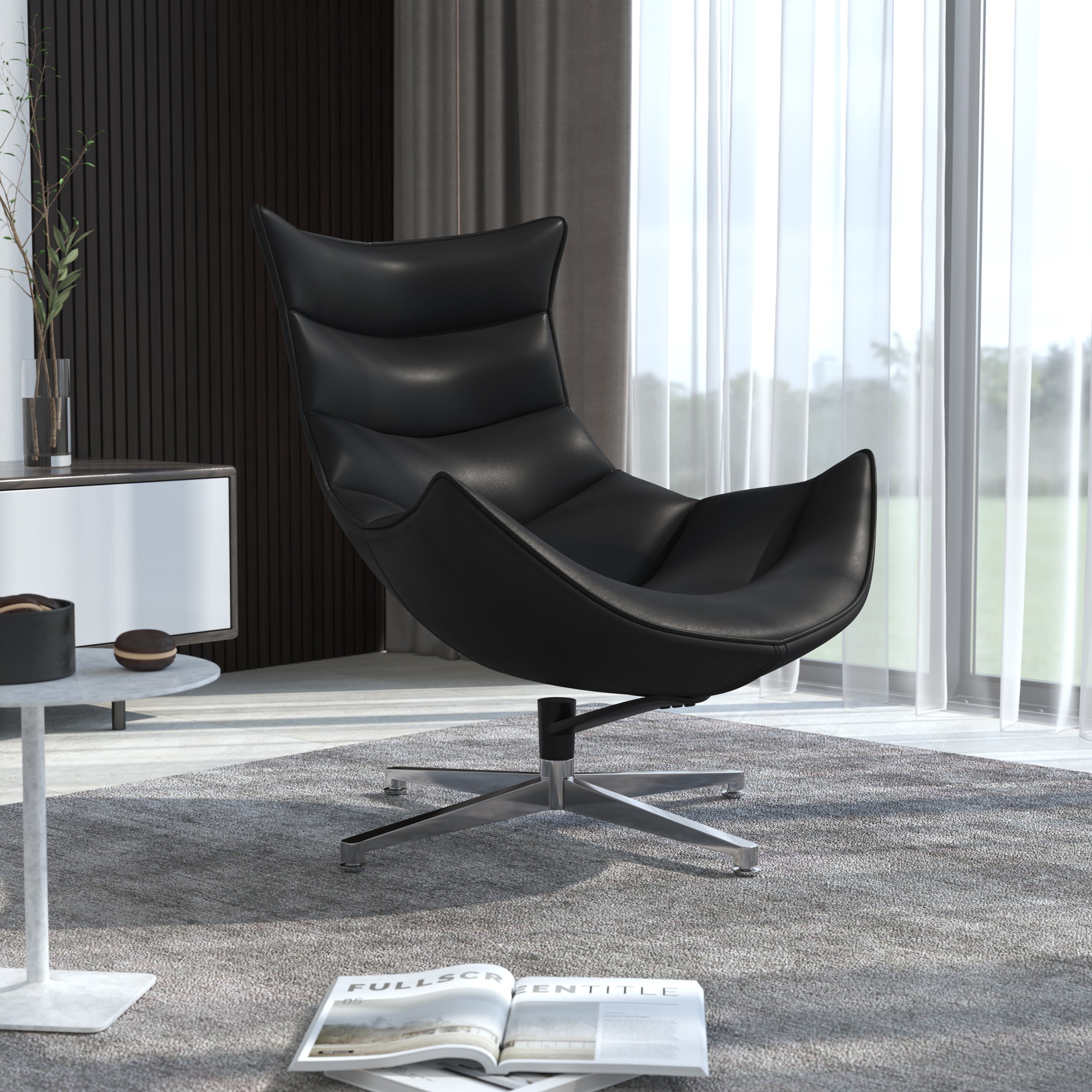 Home Office Swivel Cocoon Chair - Living Room Accent Chair-Cocoon Chair-Flash Furniture-Wall2Wall Furnishings