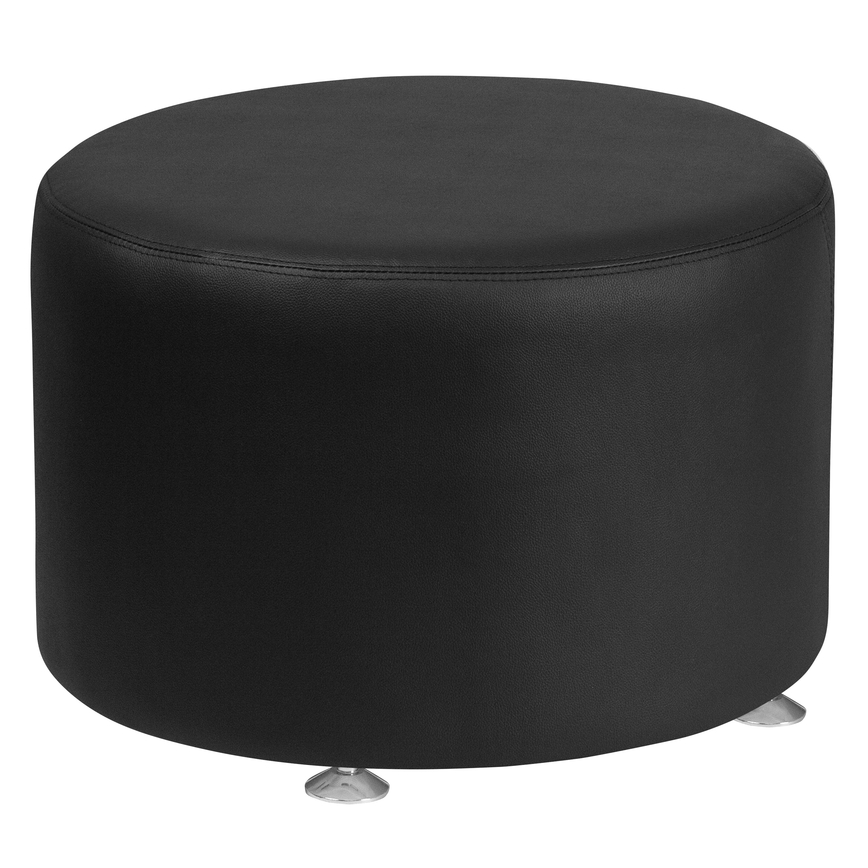 HERCULES Alon Series LeatherSoft 24'' Round Ottoman-Modular Reception - Ottoman-Flash Furniture-Wall2Wall Furnishings