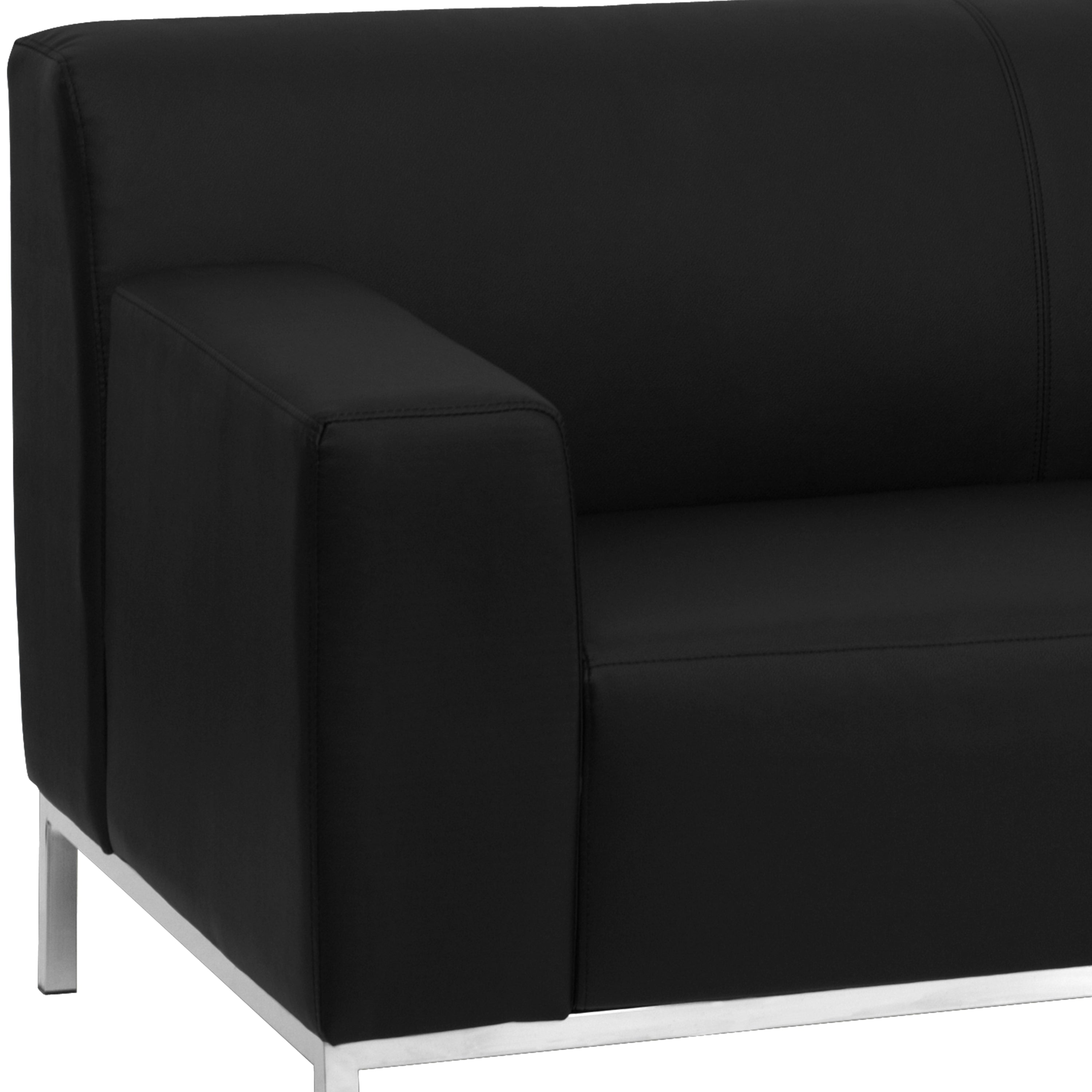 HERCULES Definity Series Contemporary LeatherSoft Loveseat with Line Stitching and Integrated Stainless Steel Frame-Reception Loveseat-Flash Furniture-Wall2Wall Furnishings