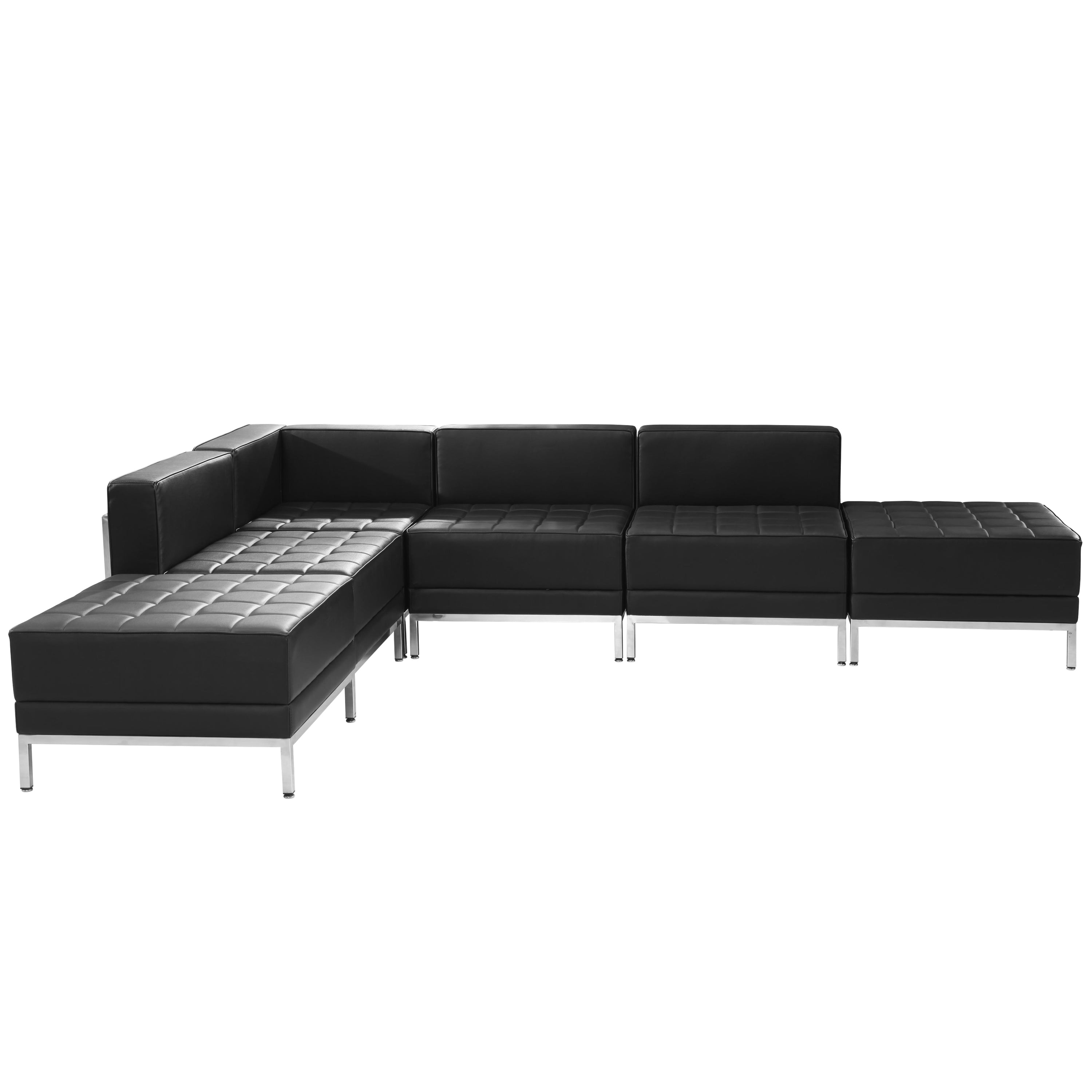 HERCULES Imagination Series LeatherSoft Sectional Configuration, 6 Pieces-Modular Reception Set-Flash Furniture-Wall2Wall Furnishings