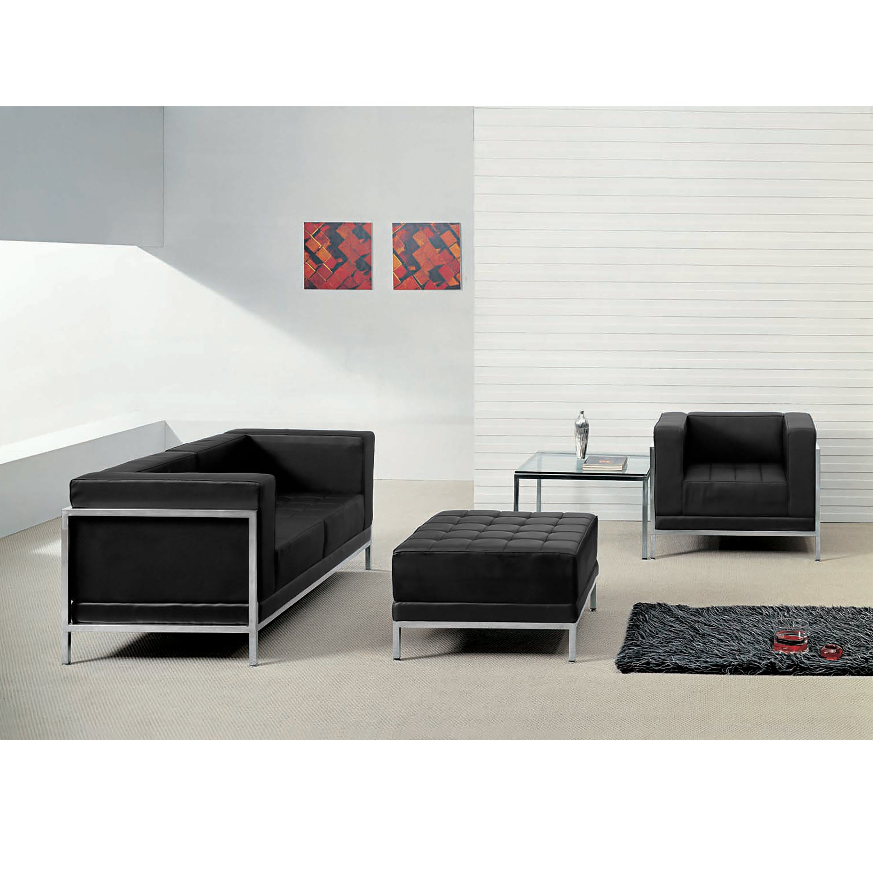 HERCULES Imagination Series LeatherSoft Loveseat, Chair & Ottoman Set-Modular Reception Set-Flash Furniture-Wall2Wall Furnishings