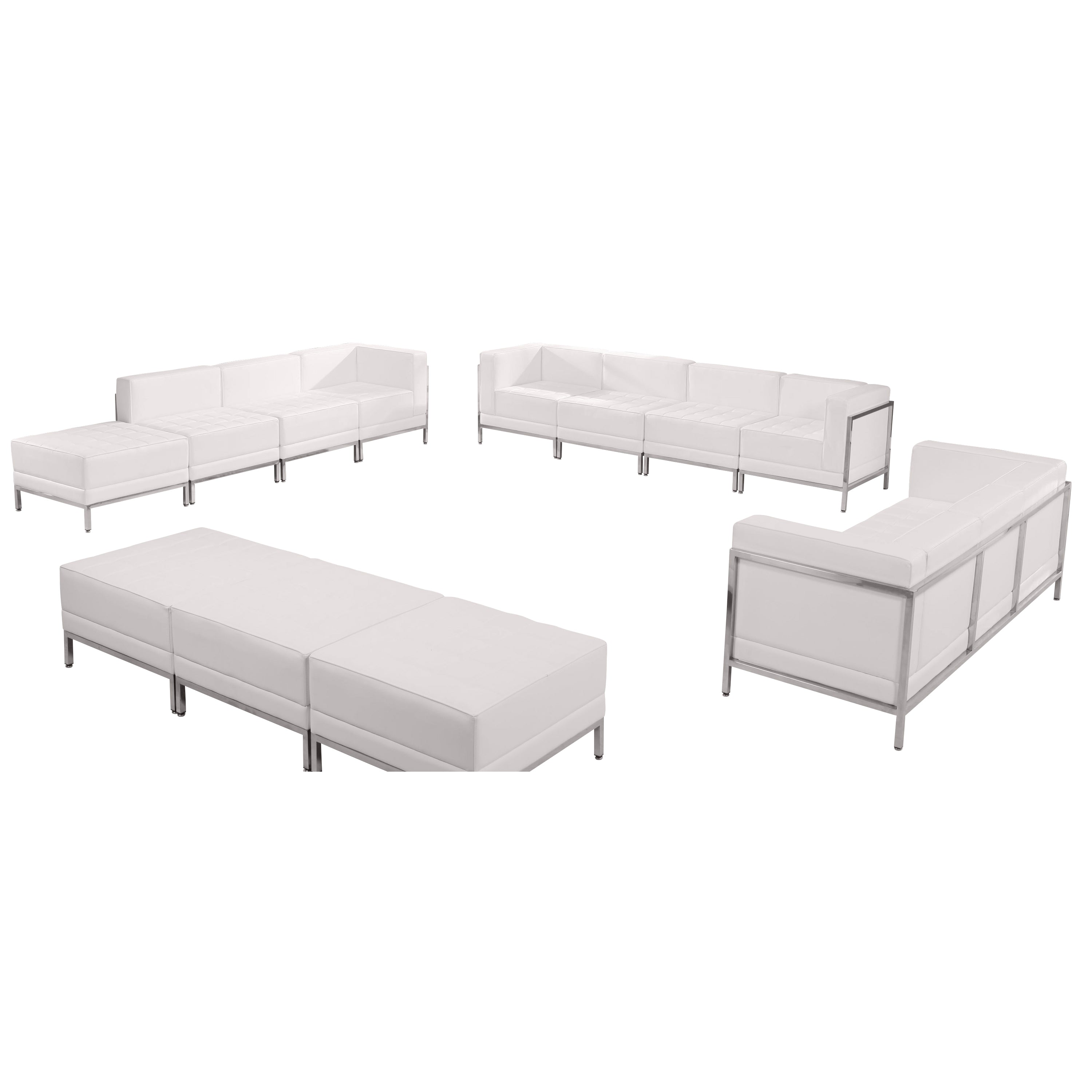 HERCULES Imagination Series LeatherSoft Sofa, Lounge & Ottoman Set, 12 Pieces-Modular Reception Set-Flash Furniture-Wall2Wall Furnishings