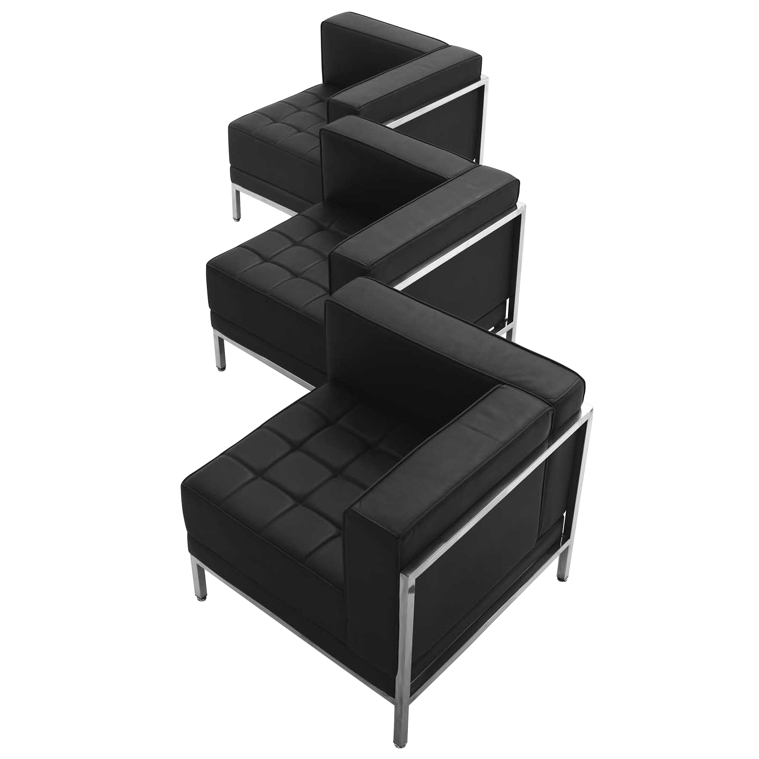HERCULES Imagination Series LeatherSoft 3 Piece Corner Chair Set-Modular Reception Set-Flash Furniture-Wall2Wall Furnishings