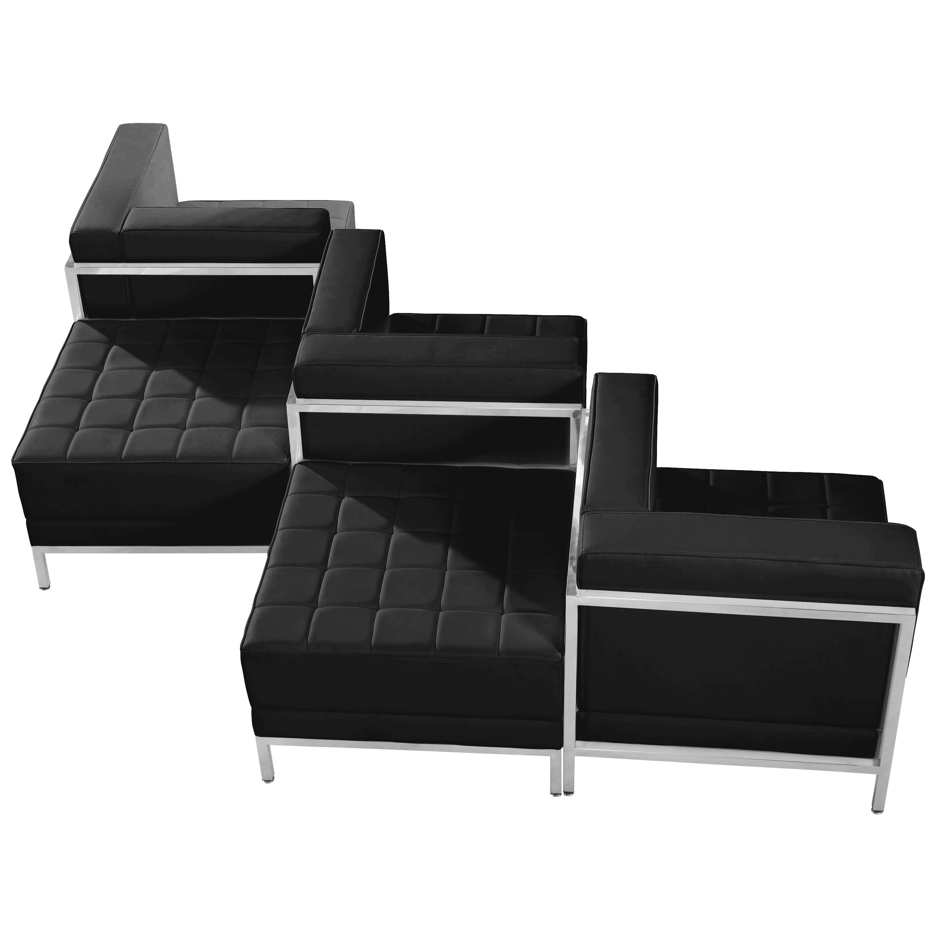 HERCULES Imagination Series LeatherSoft 5 Piece Chair & Ottoman Set-Modular Reception Set-Flash Furniture-Wall2Wall Furnishings