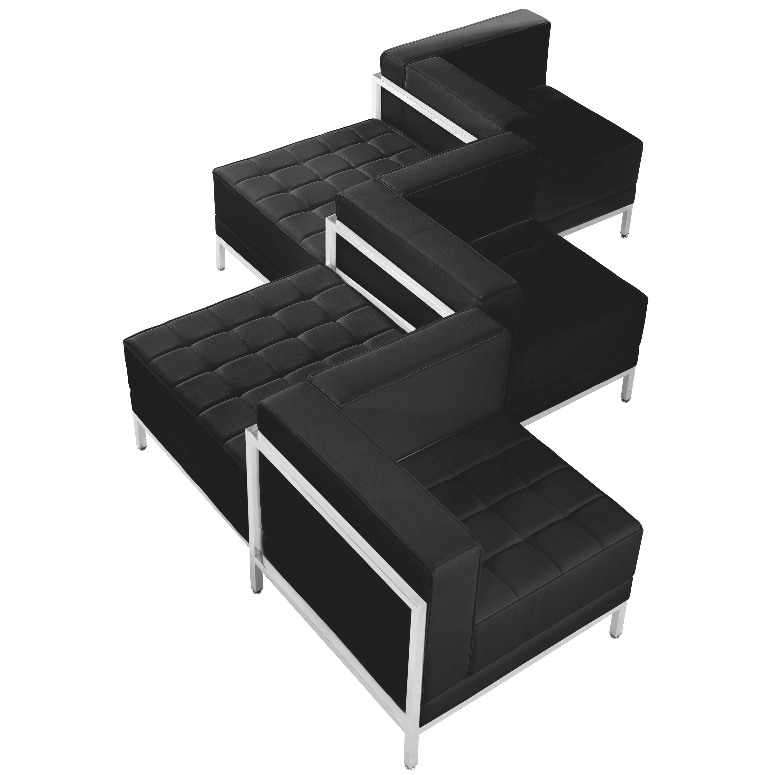 HERCULES Imagination Series LeatherSoft 5 Piece Chair & Ottoman Set-Modular Reception Set-Flash Furniture-Wall2Wall Furnishings
