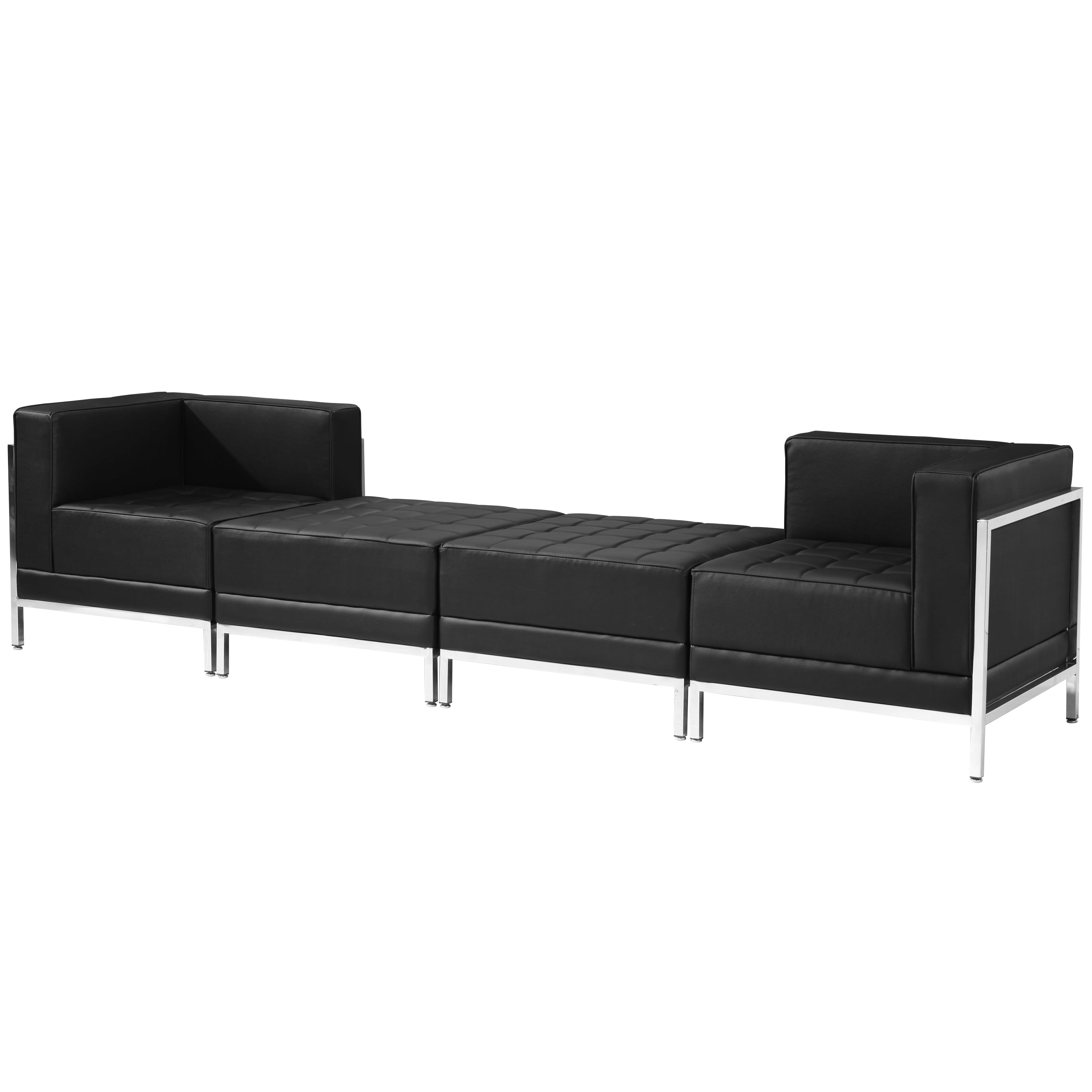 HERCULES Imagination Series LeatherSoft 4 Piece Chair & Ottoman Set-Modular Reception Set-Flash Furniture-Wall2Wall Furnishings
