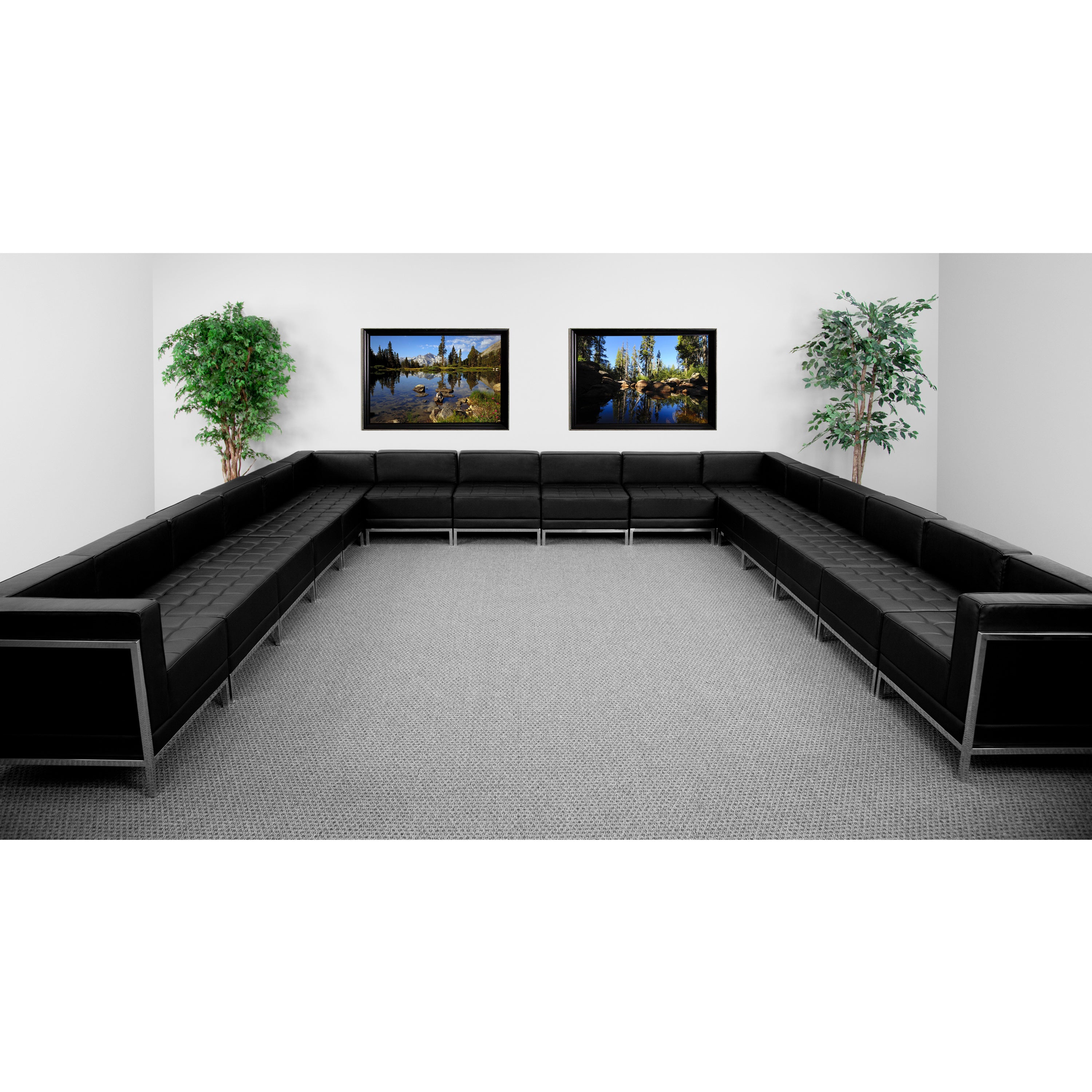 HERCULES Imagination Series LeatherSoft U-Shape Sectional Configuration, 16 Pieces-Modular Reception Set-Flash Furniture-Wall2Wall Furnishings