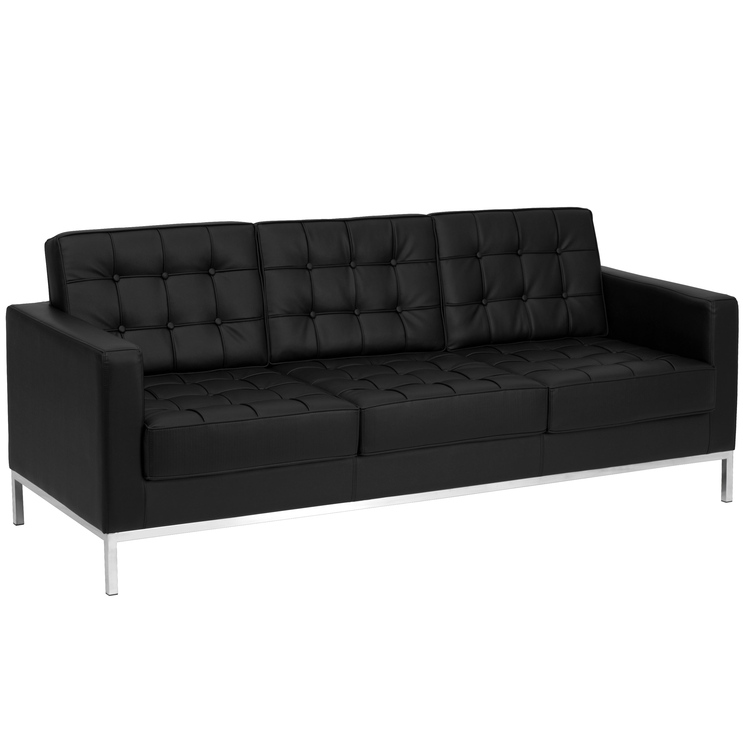 HERCULES Lacey Series Contemporary Button Tufted LeatherSoft Sofa with Integrated Stainless Steel Frame-Reception Sofa-Flash Furniture-Wall2Wall Furnishings