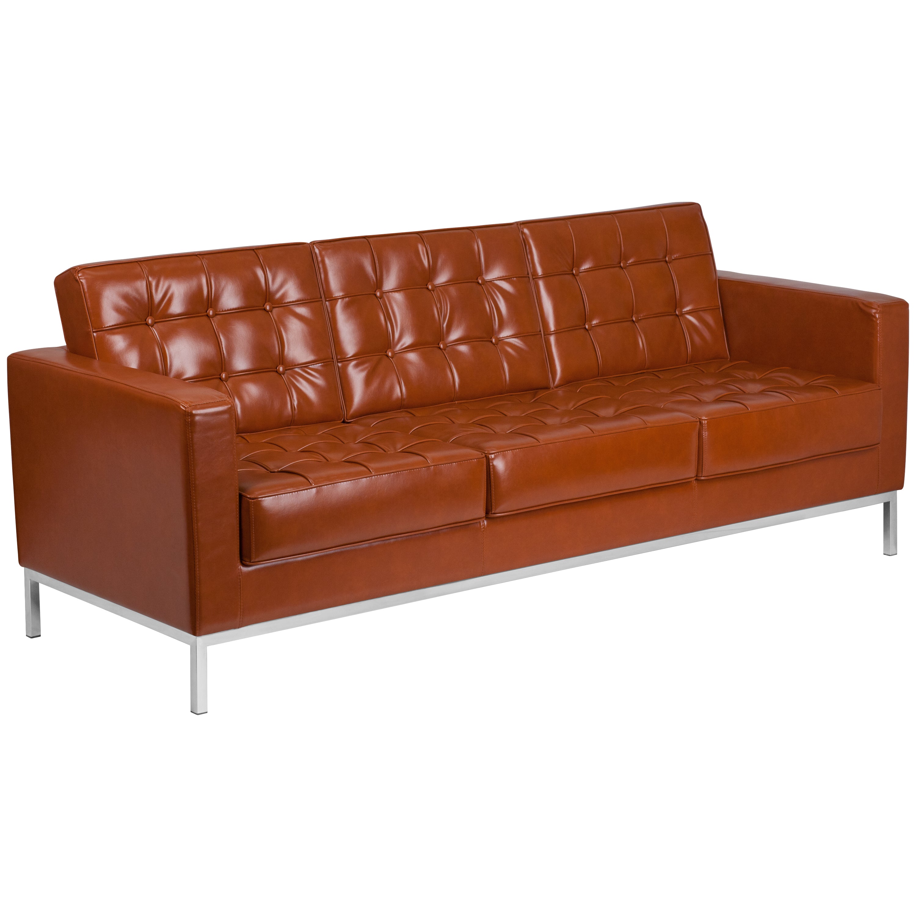 HERCULES Lacey Series Contemporary Button Tufted LeatherSoft Sofa with Integrated Stainless Steel Frame-Reception Sofa-Flash Furniture-Wall2Wall Furnishings