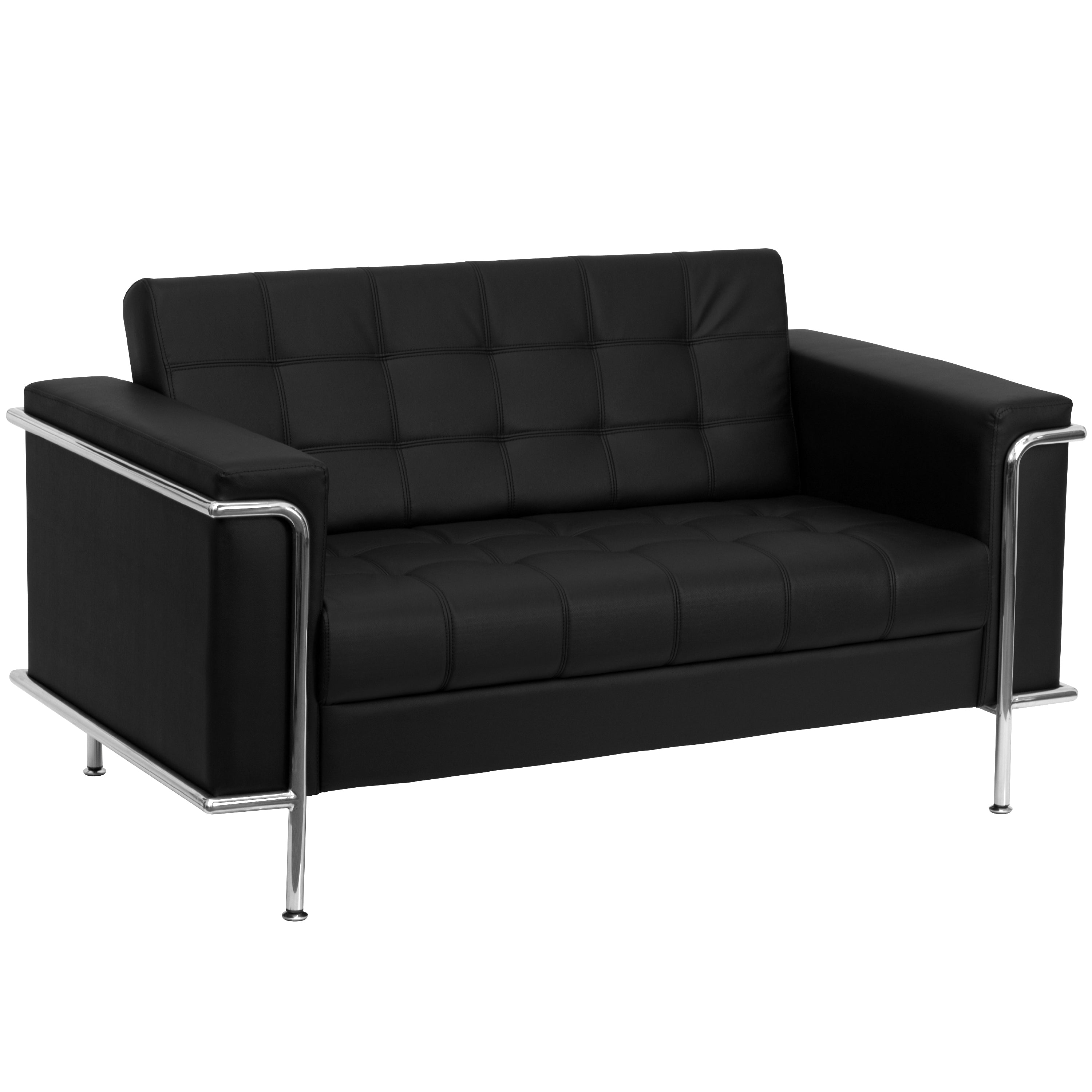 HERCULES Lesley Series Contemporary LeatherSoft Double Stitch Detail Loveseat with Encasing Frame-Reception Loveseat-Flash Furniture-Wall2Wall Furnishings