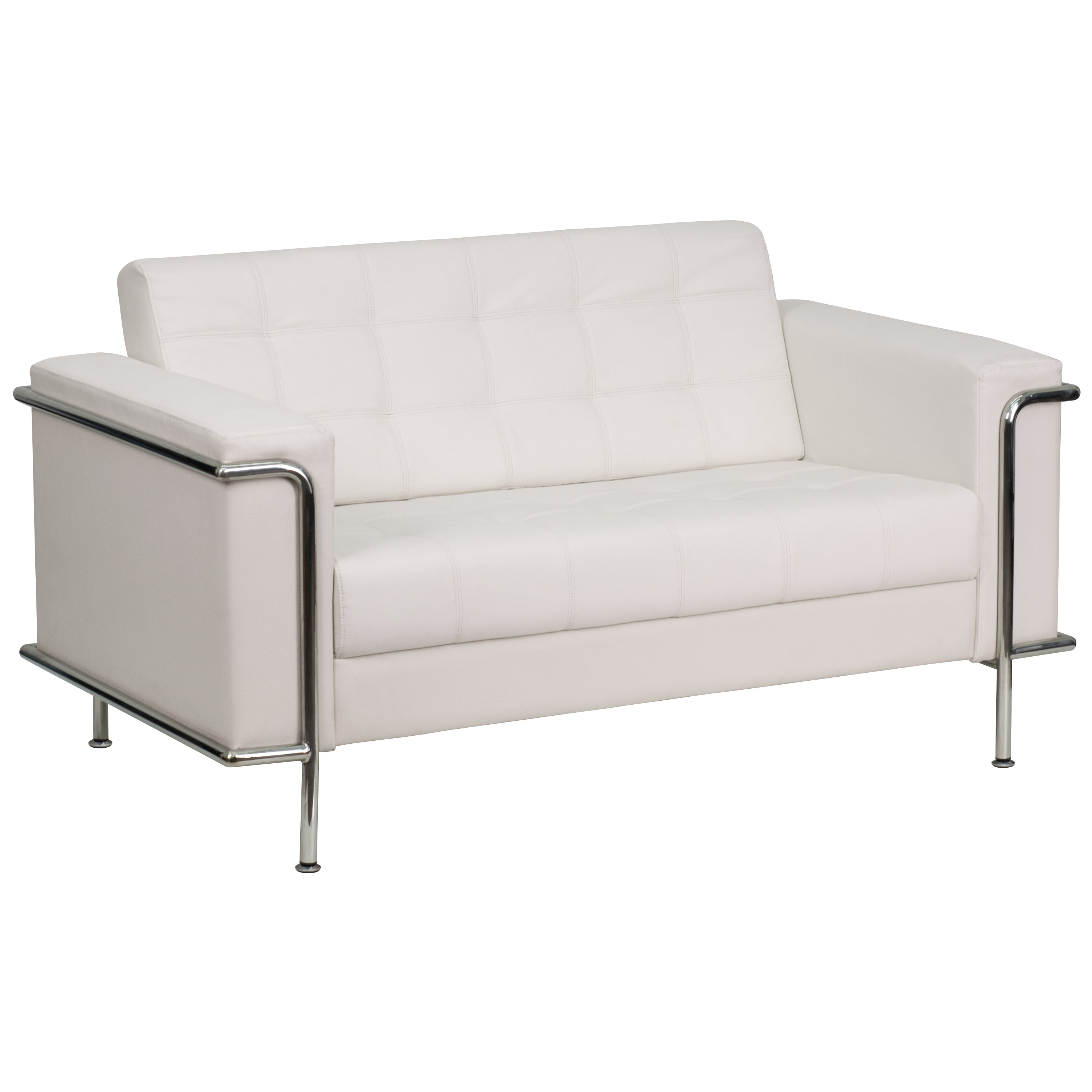 HERCULES Lesley Series Contemporary LeatherSoft Double Stitch Detail Loveseat with Encasing Frame-Reception Loveseat-Flash Furniture-Wall2Wall Furnishings