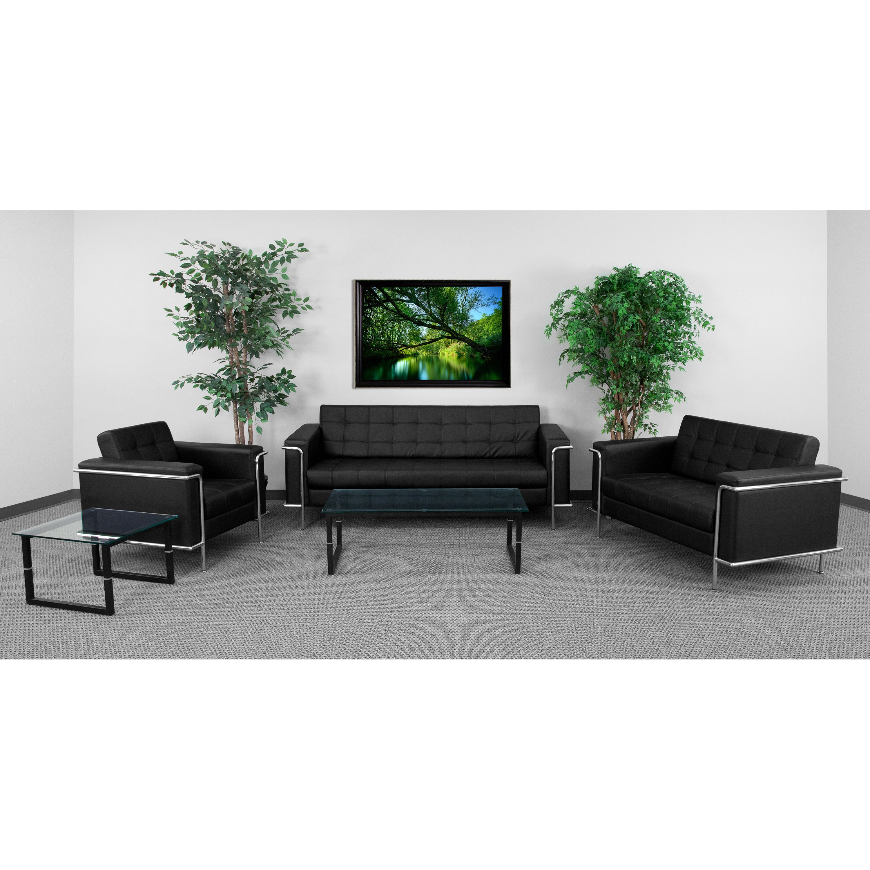 HERCULES LeatherSoft Double Stitch Detail Reception Set with Encasing Frame-Reception Set-Flash Furniture-Wall2Wall Furnishings