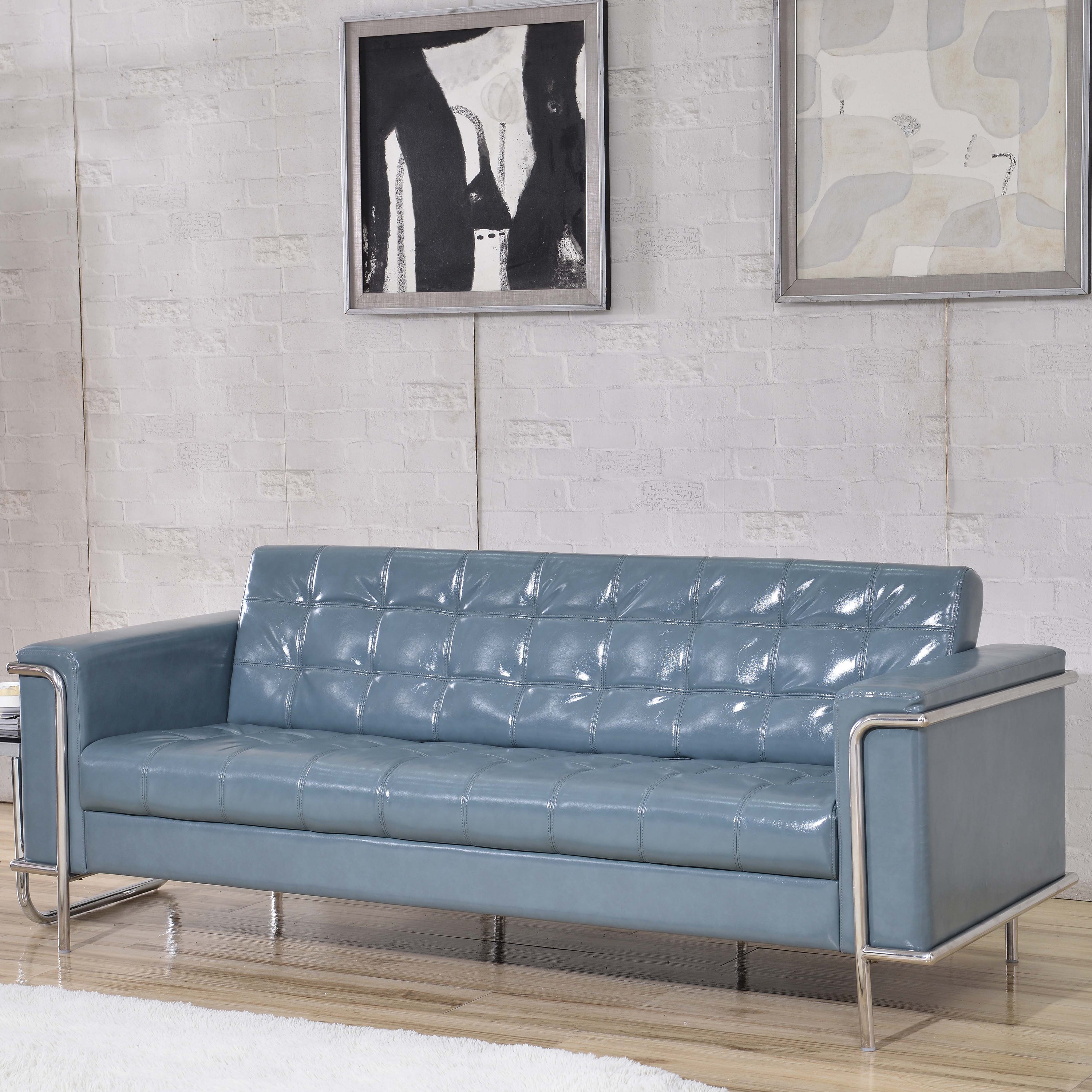 HERCULES Lesley Series Contemporary LeatherSoft Double Stitch Detail Sofa with Encasing Frame-Reception Sofa-Flash Furniture-Wall2Wall Furnishings