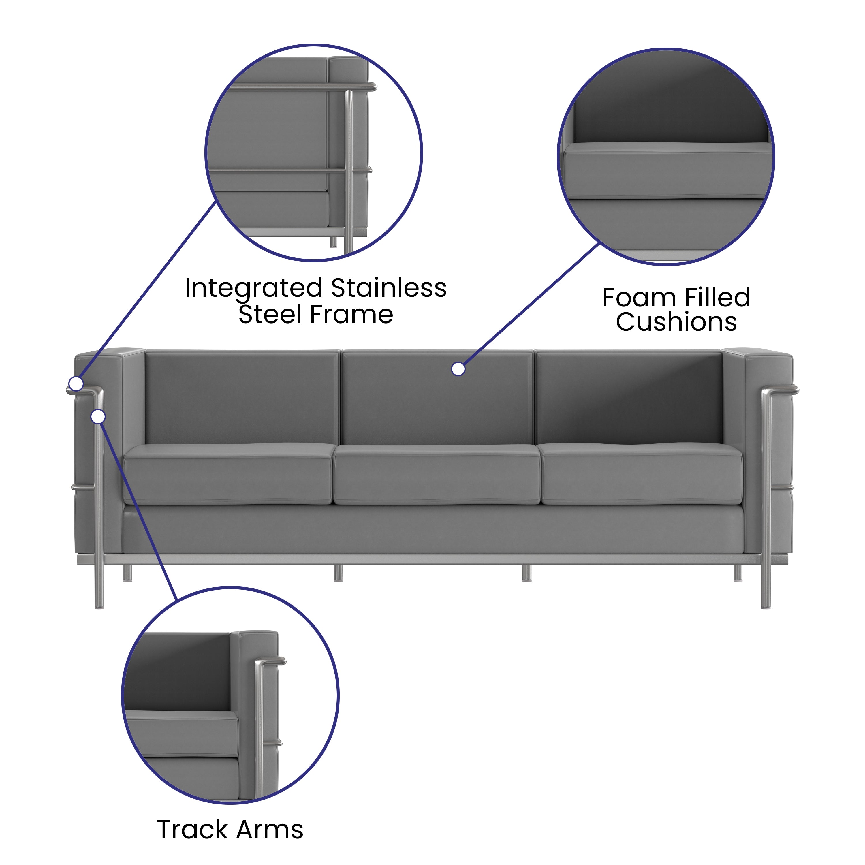 Hercules Regal Series Contemporary LeatherSoft Sofa with Encasing Frame-Reception Sofa-Flash Furniture-Wall2Wall Furnishings