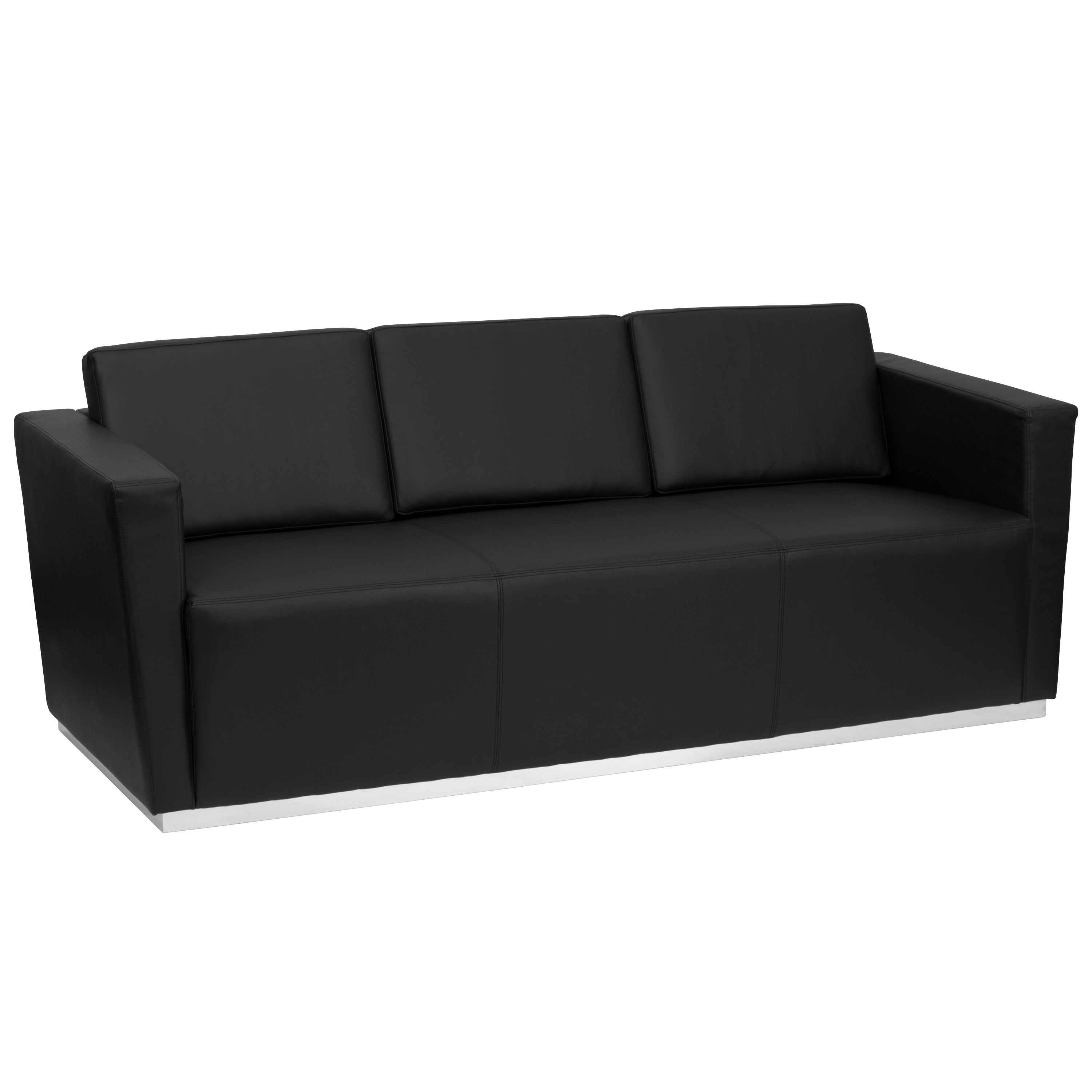 HERCULES Trinity Series Contemporary LeatherSoft Sofa with Stainless Steel Recessed Base-Reception Sofa-Flash Furniture-Wall2Wall Furnishings