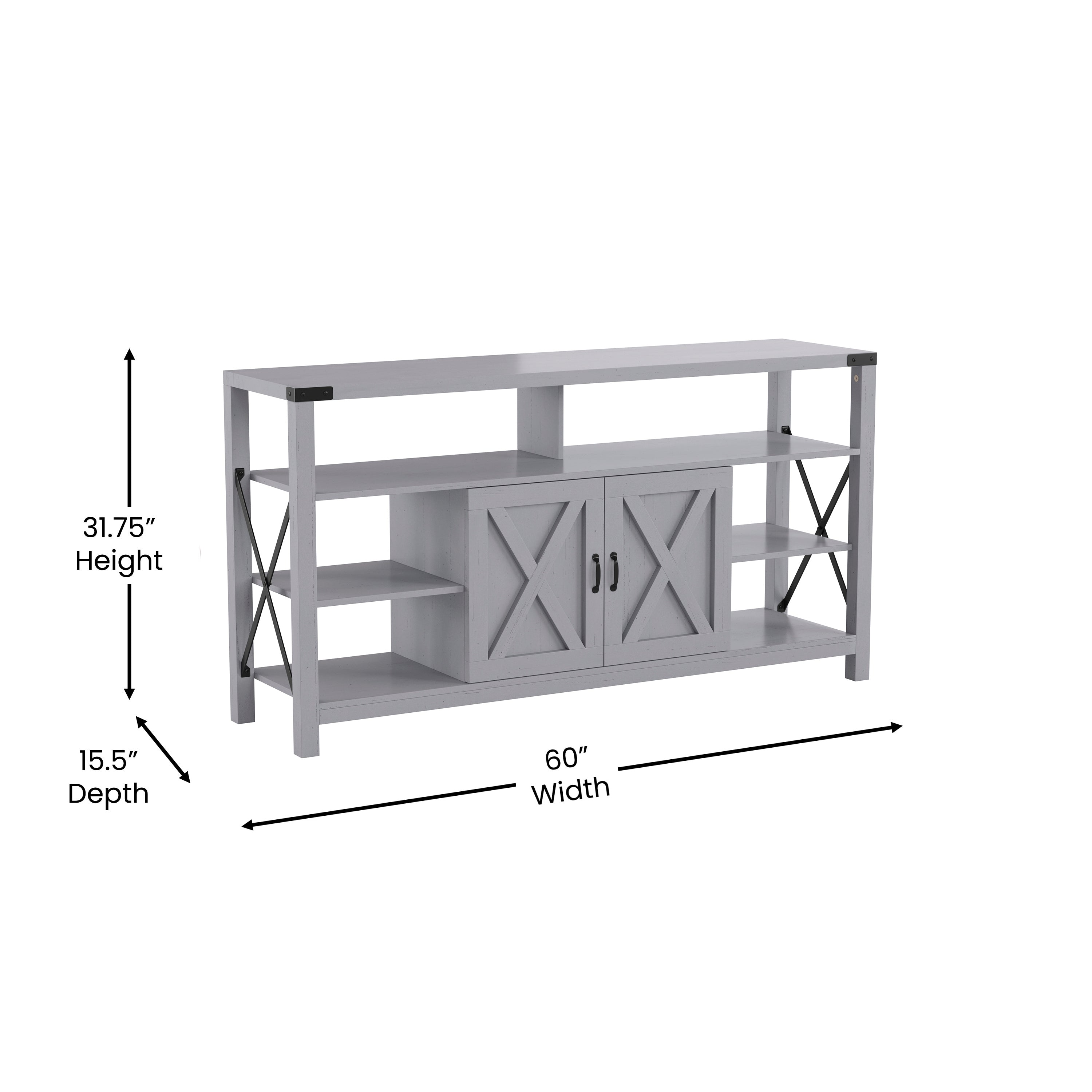 Wyatt 60" Modern Farmhouse Tall TV Console Cabinet with Storage Cabinets and Shelves for TV's up to 60"