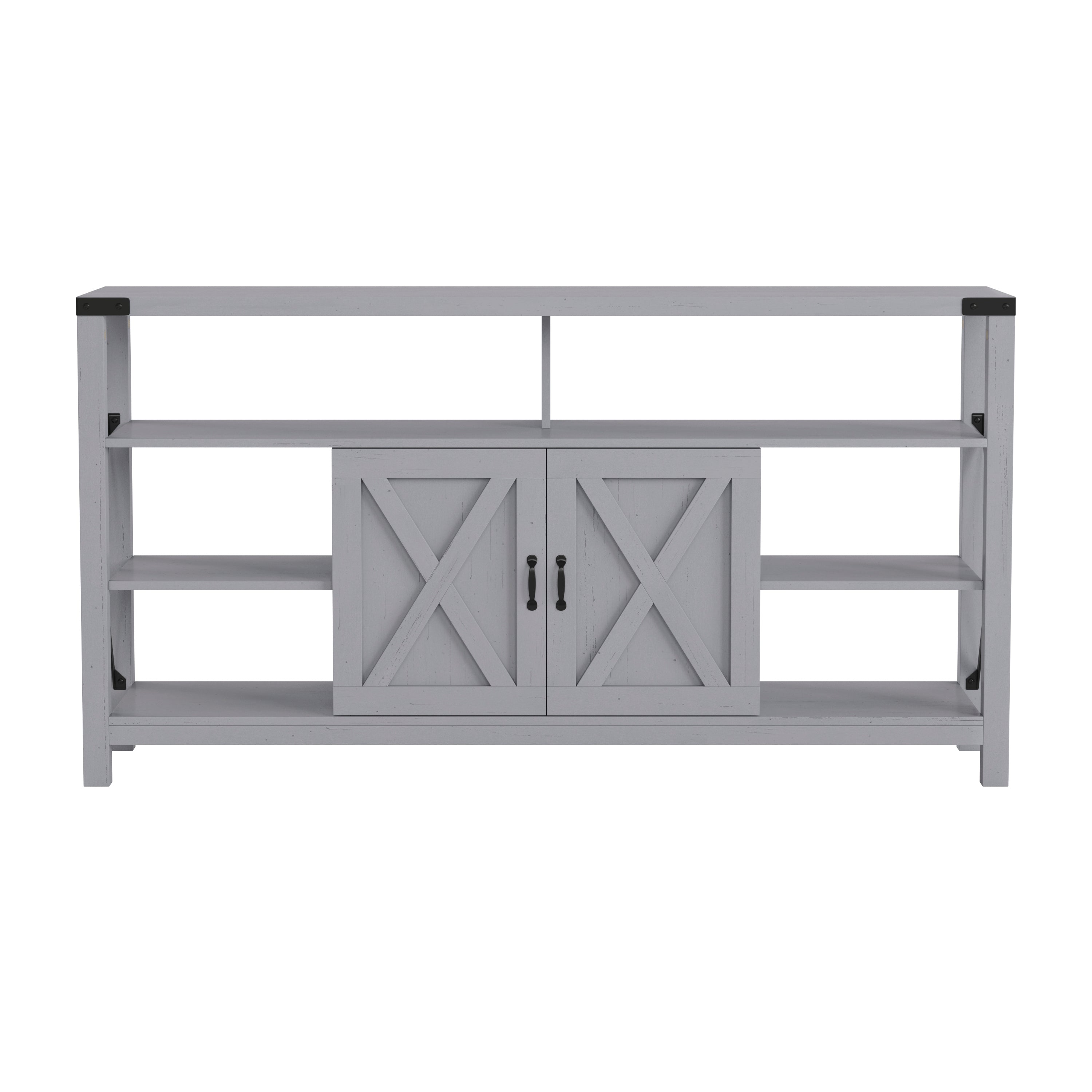 Wyatt 60" Modern Farmhouse Tall TV Console Cabinet with Storage Cabinets and Shelves for TV's up to 60"