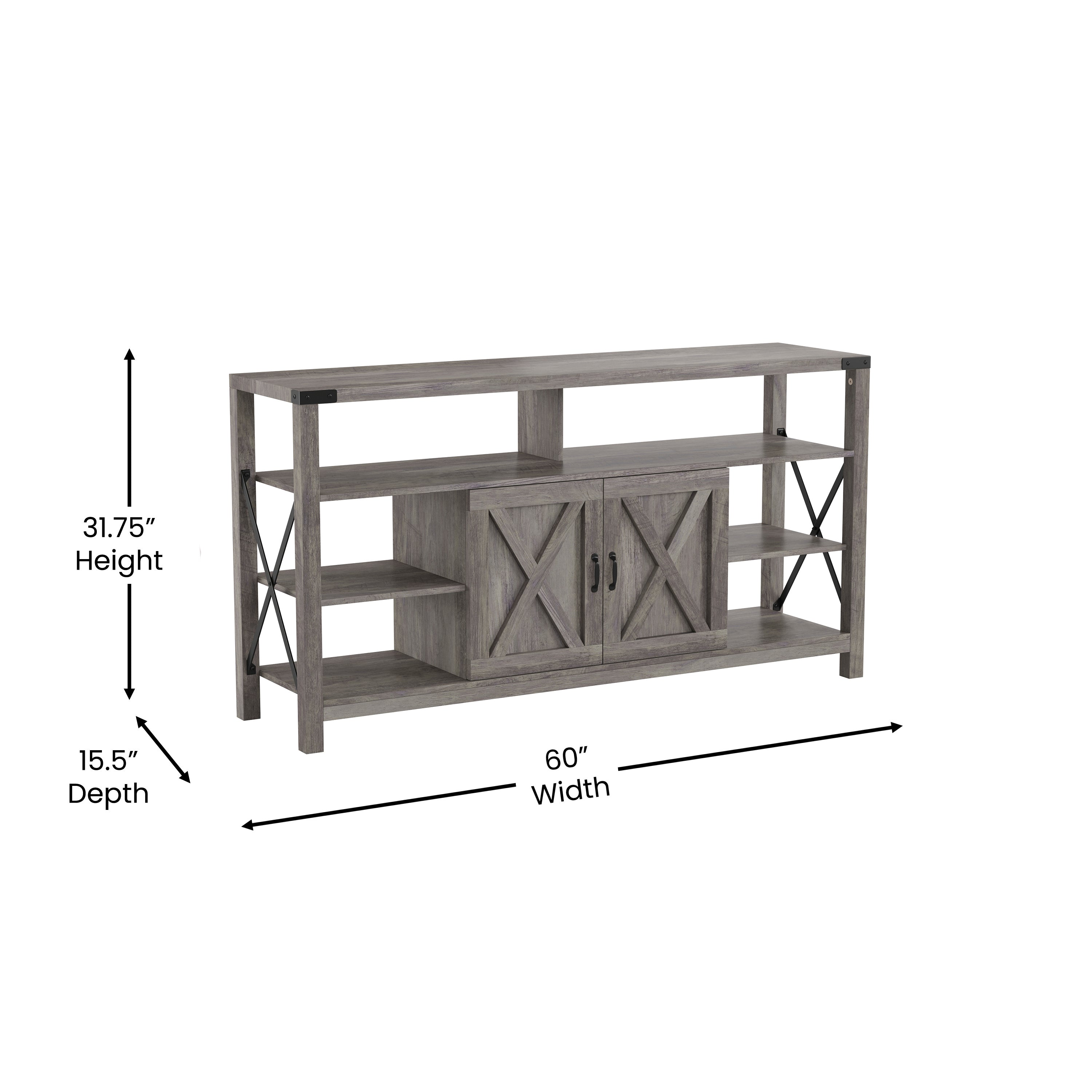Wyatt 60" Modern Farmhouse Tall TV Console Cabinet with Storage Cabinets and Shelves for TV's up to 60"