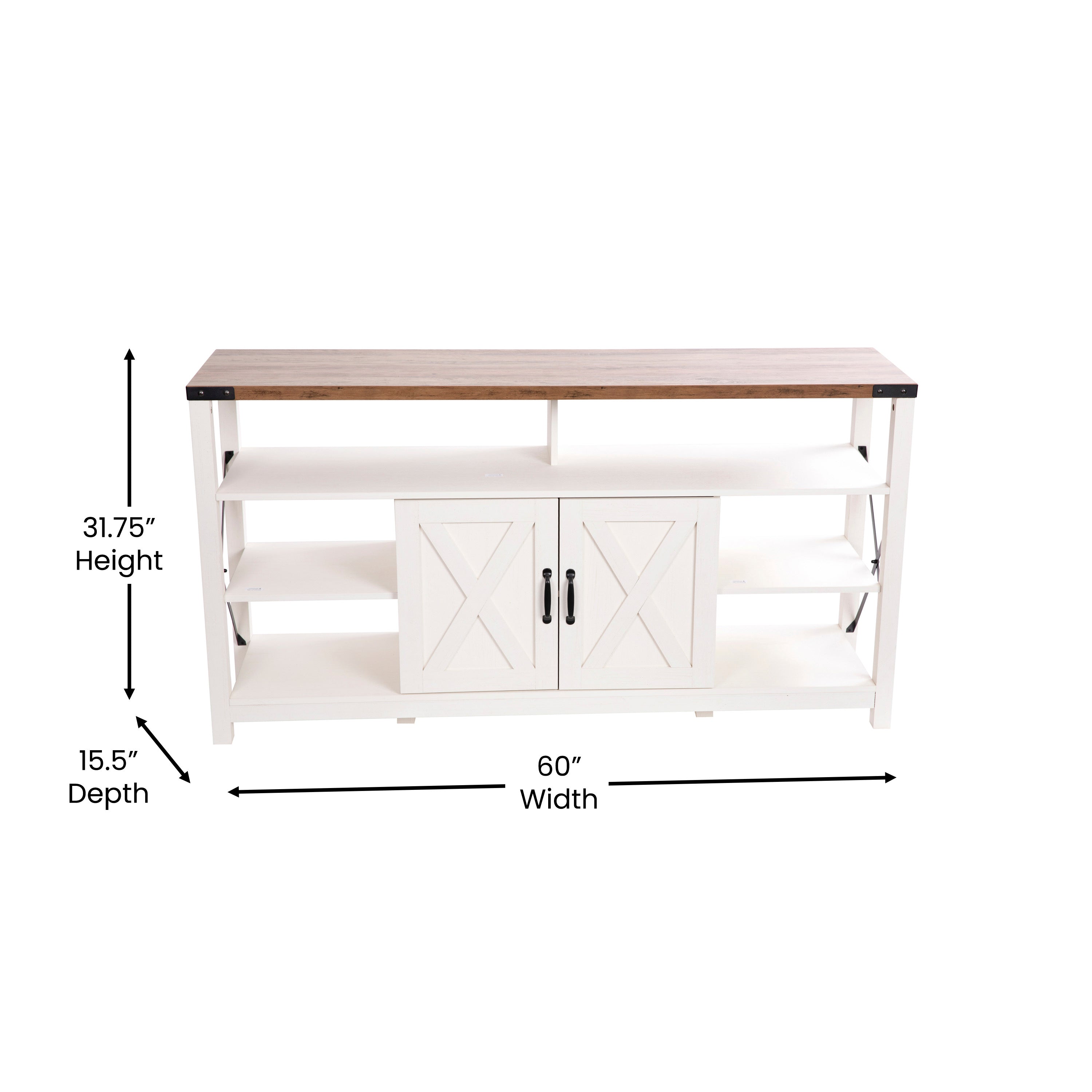 Wyatt 60" Modern Farmhouse Tall TV Console Cabinet with Storage Cabinets and Shelves for TV's up to 60"