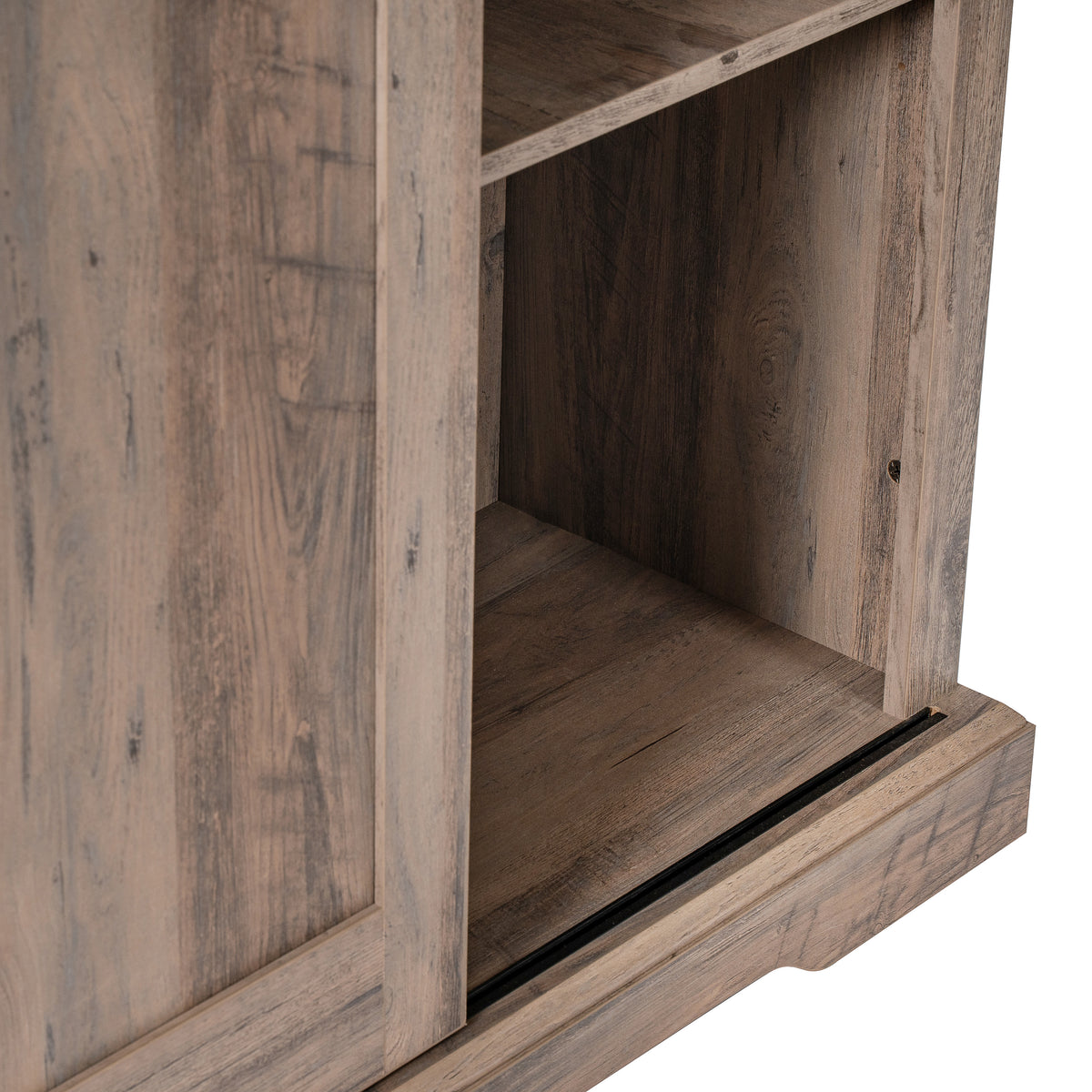 Harrison Rustic Farmhouse Storage Cabinet Bookcase with Sliding Barn Door and Adjustable Shelves