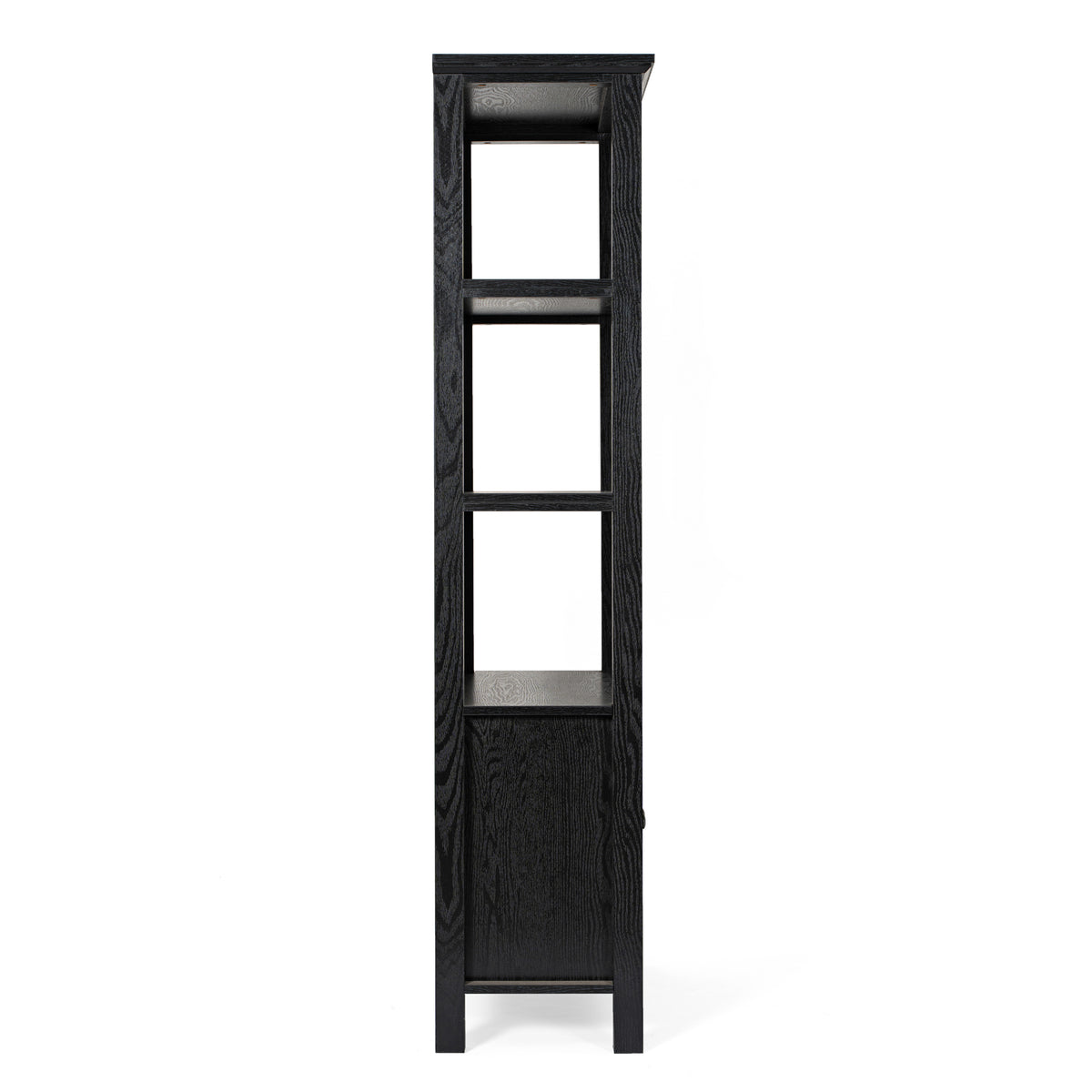 Stella Modern Farmhouse Wooden Bookcase and Storage Cabinet with Tempered Glass Doors and 3 Upper Shelves