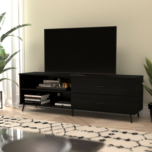 Nelson 65" Mid Century Modern TV Stand for up to 60" TV's with Adjustable Shelf and Storage Drawers