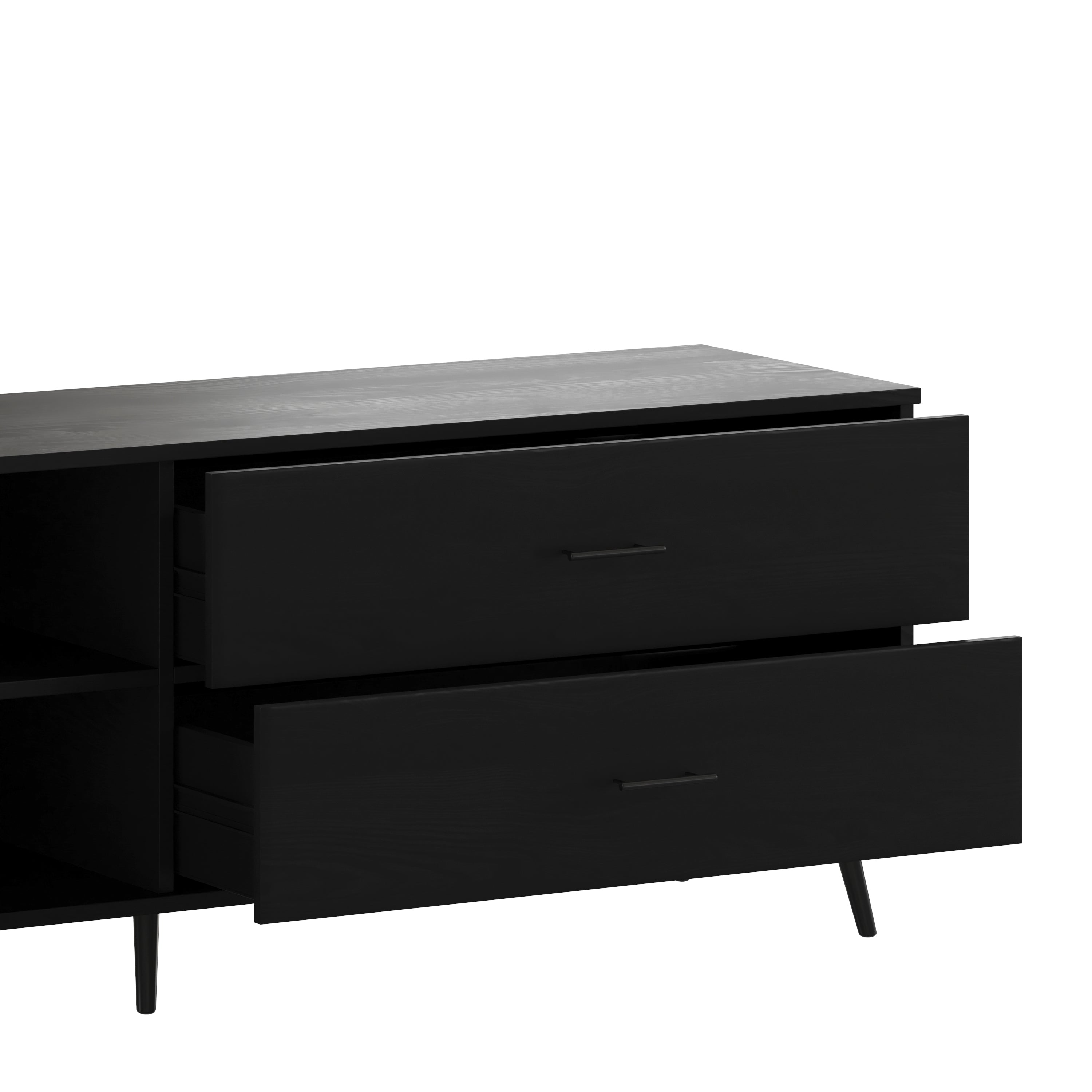 Nelson 65" Mid Century Modern TV Stand for up to 60" TV's with Adjustable Shelf and Storage Drawers