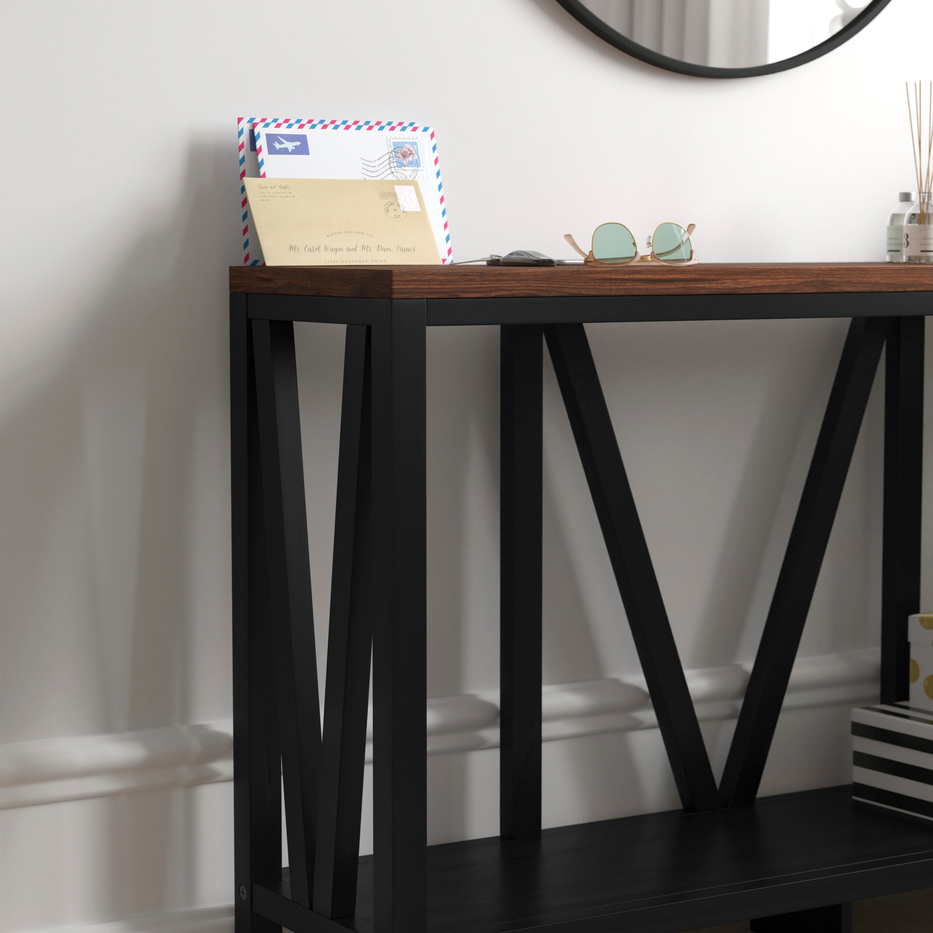 Charlotte Modern 2-Tier Farmhouse Entryway Living Room Console Accent Table