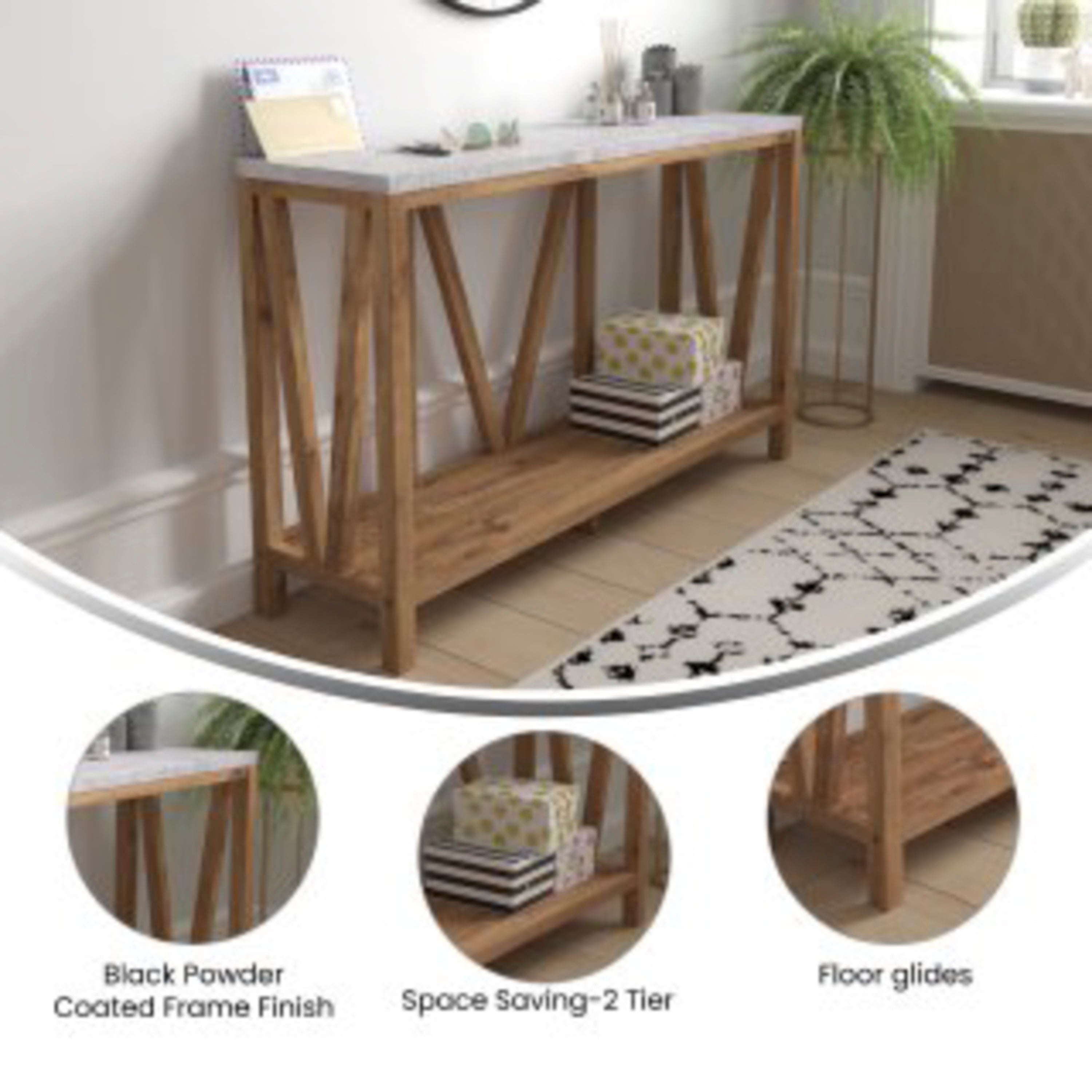 Charlotte Modern 2-Tier Farmhouse Entryway Living Room Console Accent Table