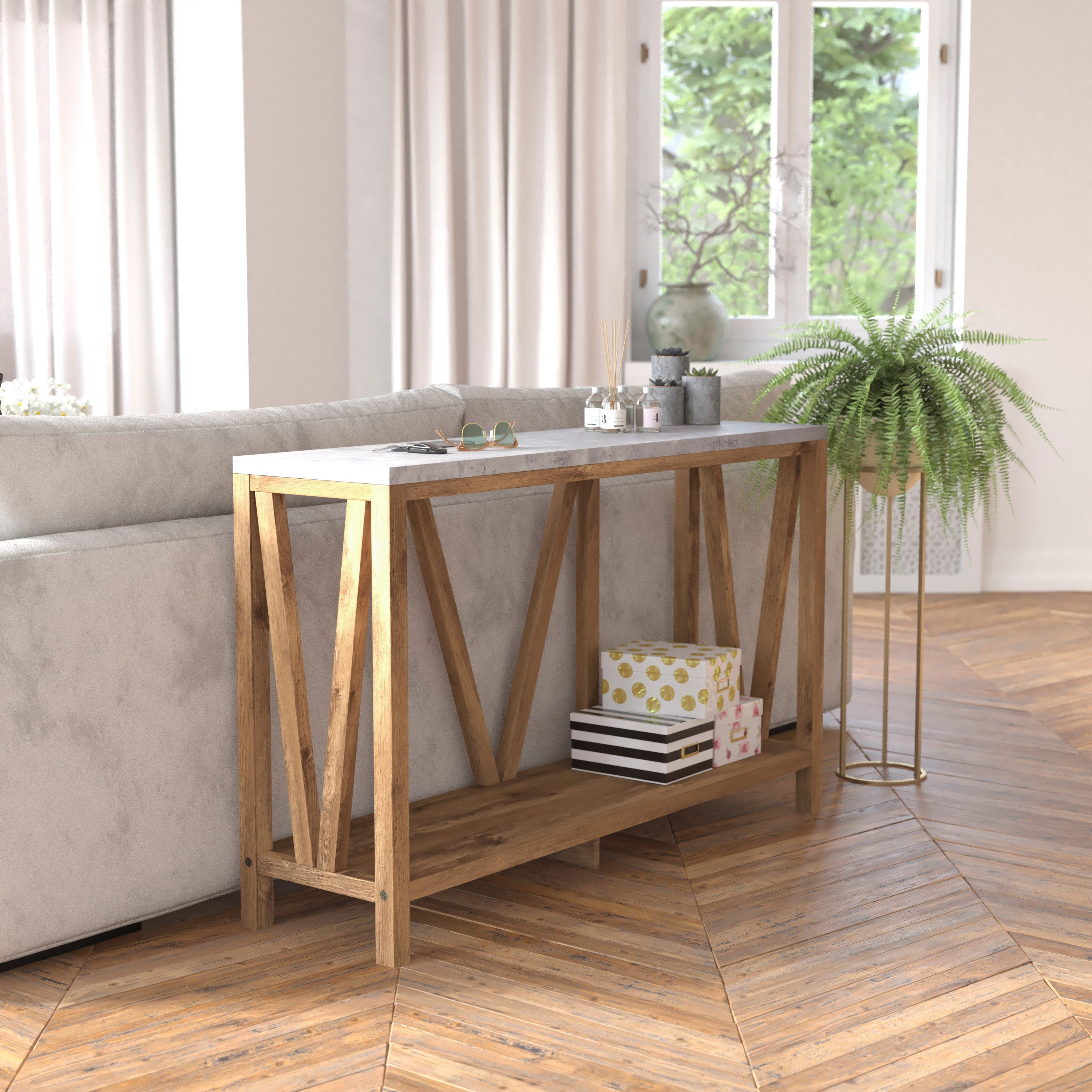 Charlotte Modern 2-Tier Farmhouse Entryway Living Room Console Accent Table