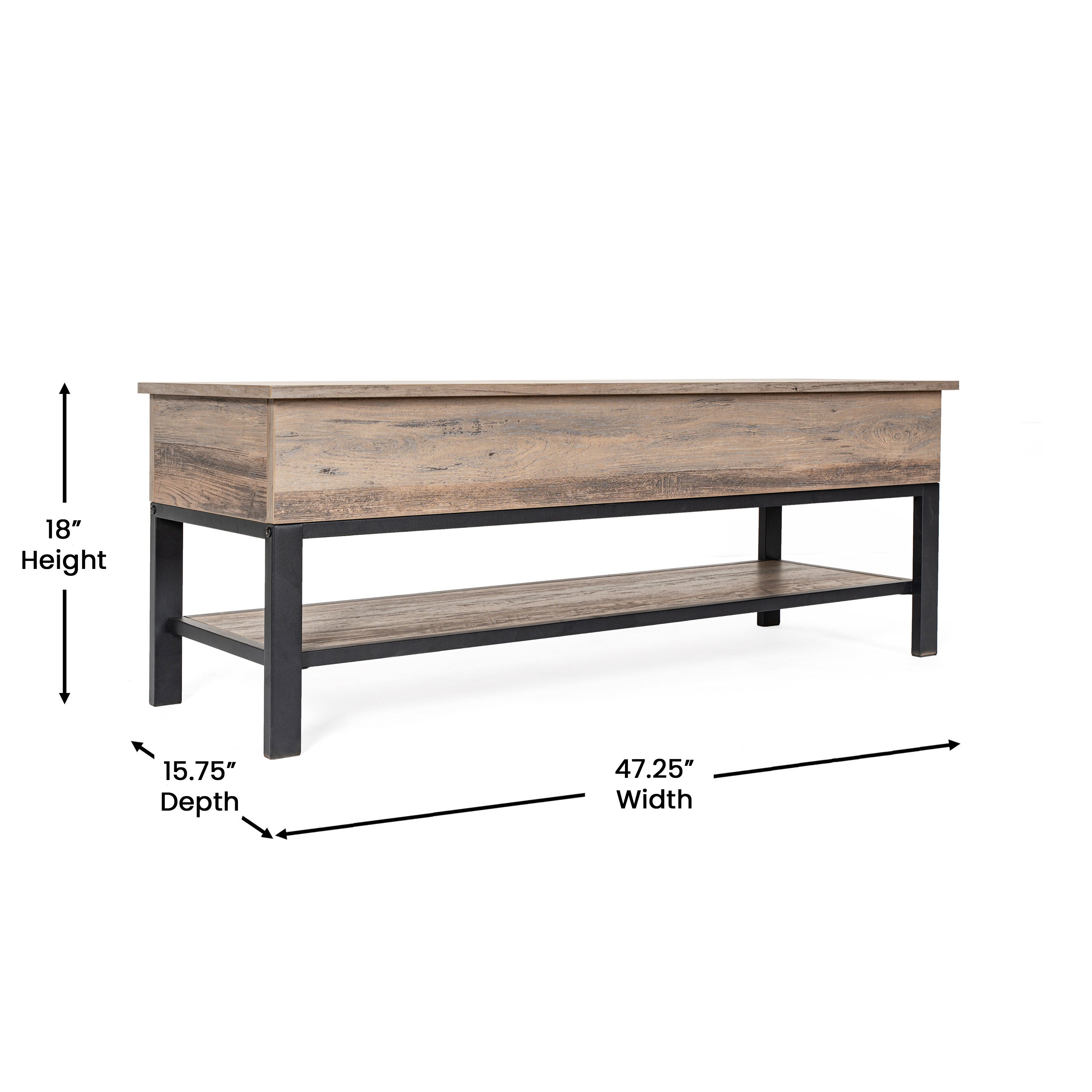 Wyatt Farmhouse Entryway Storage Bench with Lower Shelf Perfect for Entryway, Mudroom, or Bedroom-Entryway Bench-Flash Furniture-Wall2Wall Furnishings