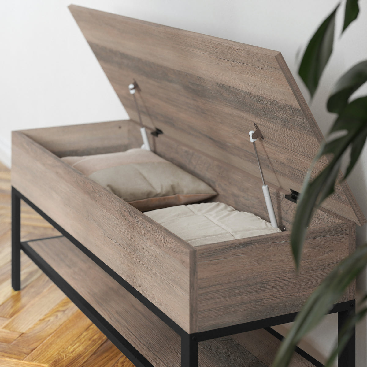 Wyatt Farmhouse Entryway Storage Bench with Lower Shelf Perfect for Entryway, Mudroom, or Bedroom