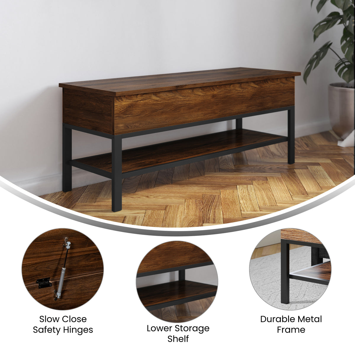 Wyatt Farmhouse Entryway Storage Bench with Lower Shelf Perfect for Entryway, Mudroom, or Bedroom