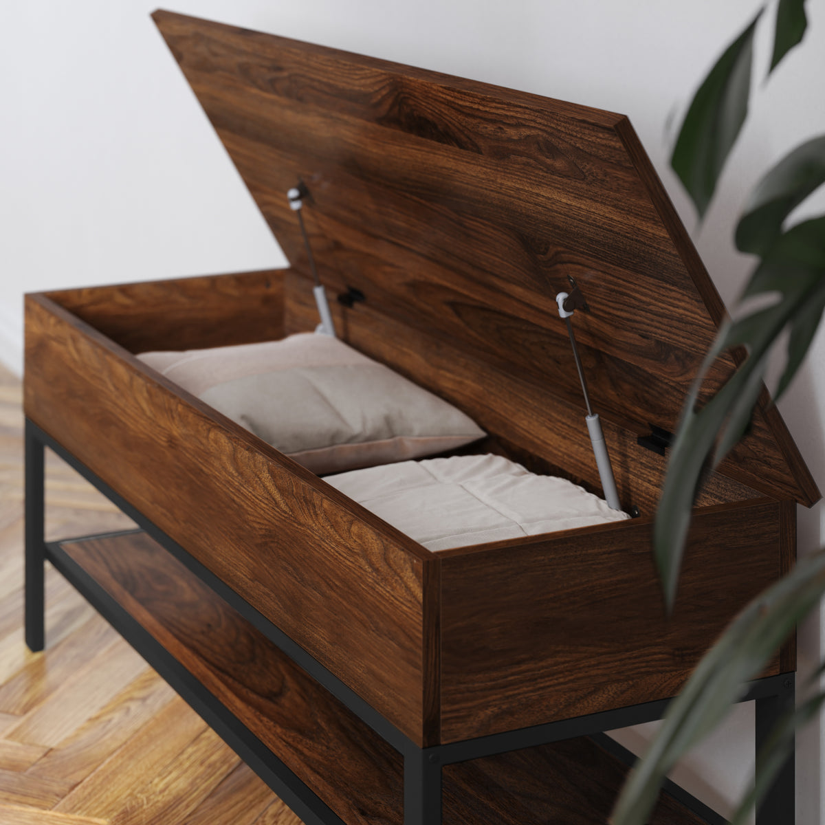 Wyatt Farmhouse Entryway Storage Bench with Lower Shelf Perfect for Entryway, Mudroom, or Bedroom