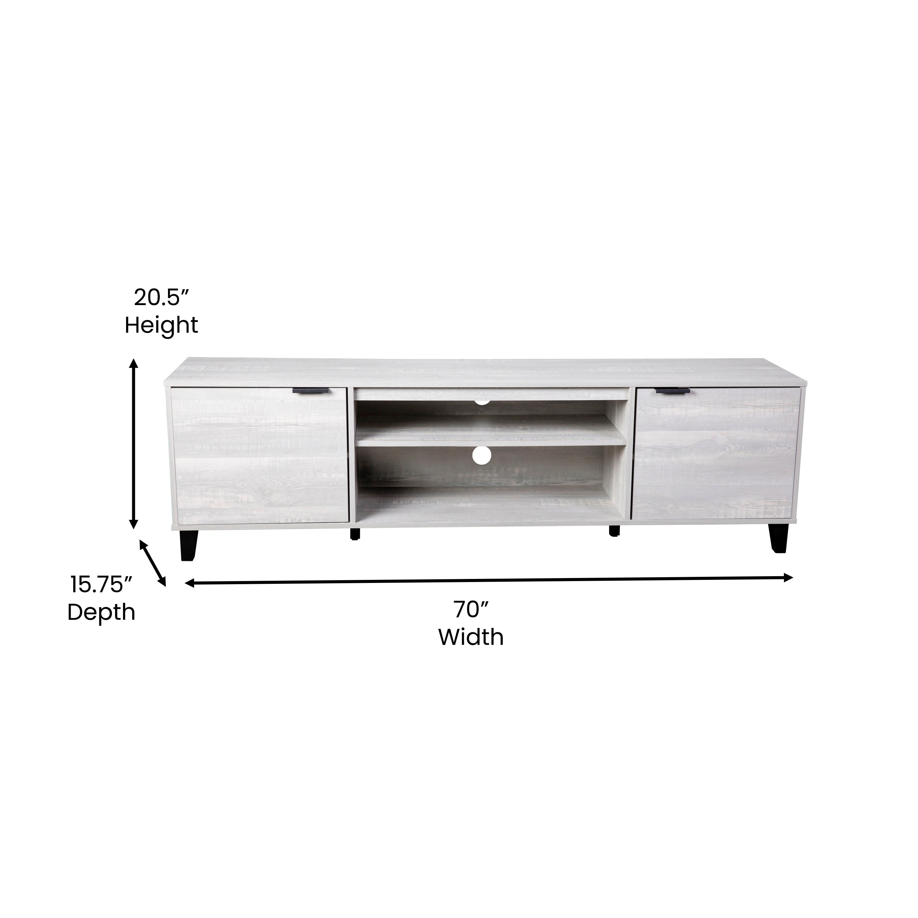 Nelson 70" Mid Century Modern TV Stand for up to 60" TV's with Adjustable Shelves and Dual Storage Compartments