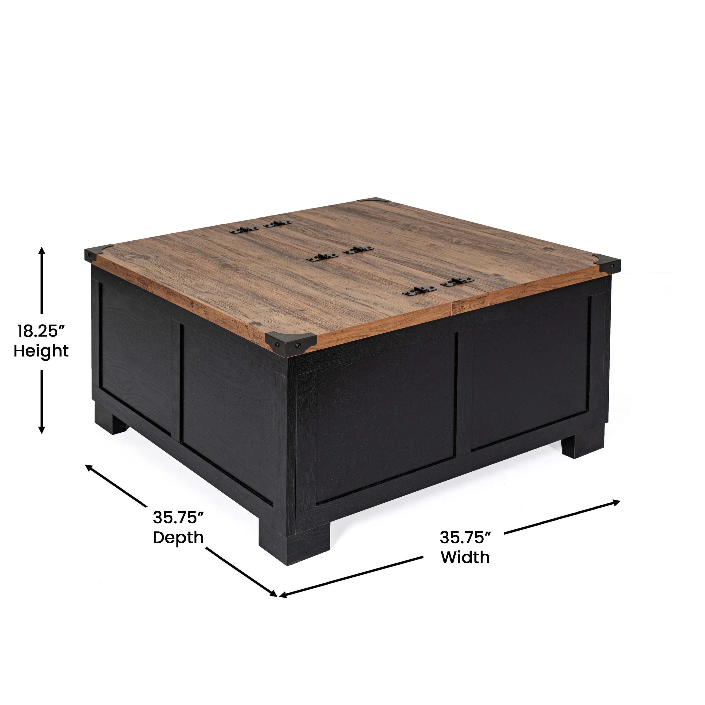 Wyatt Farmhouse Storage Coffee Table with Hinged Lift Top, Large Coffee Table with Hidden Storage